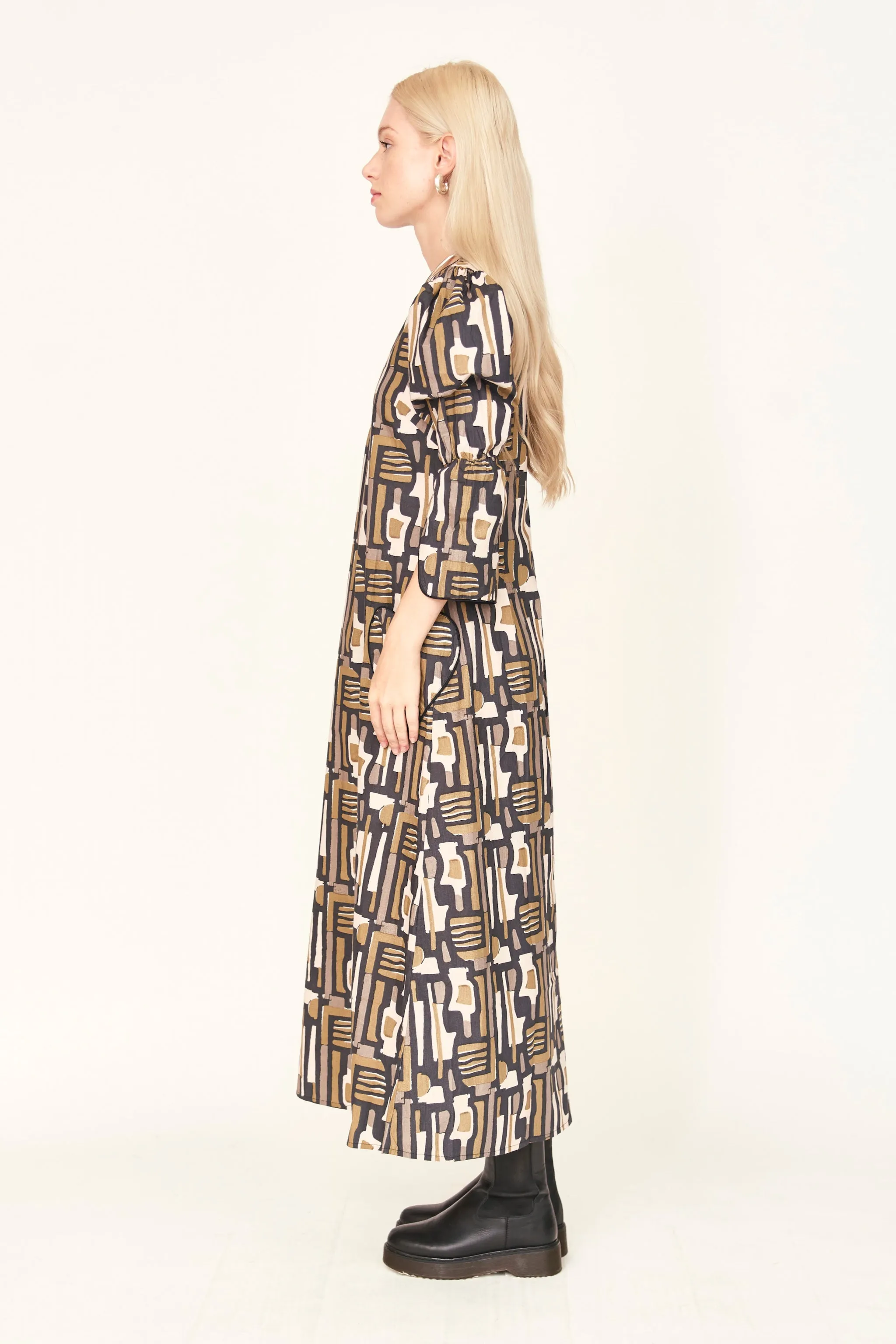 Cassis Dress in Olive Labyrinth sold by Mirth product image thumbnail 4