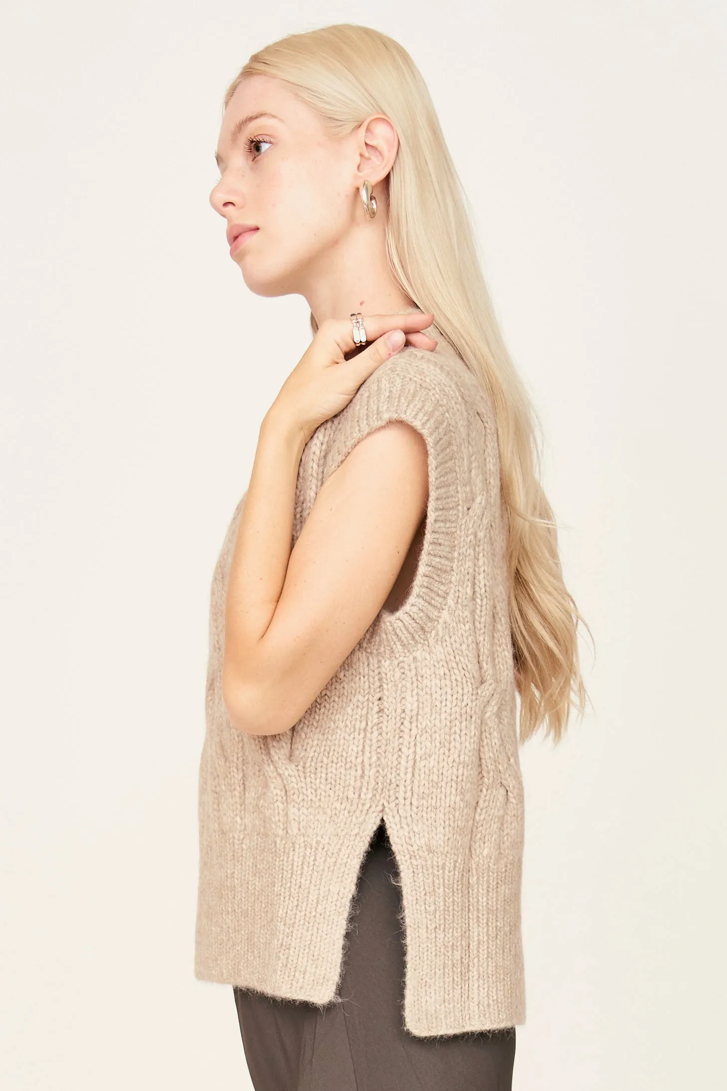 Cortina Hand Knit Sweater Vest in Camel sold by Mirth product image thumbnail 3