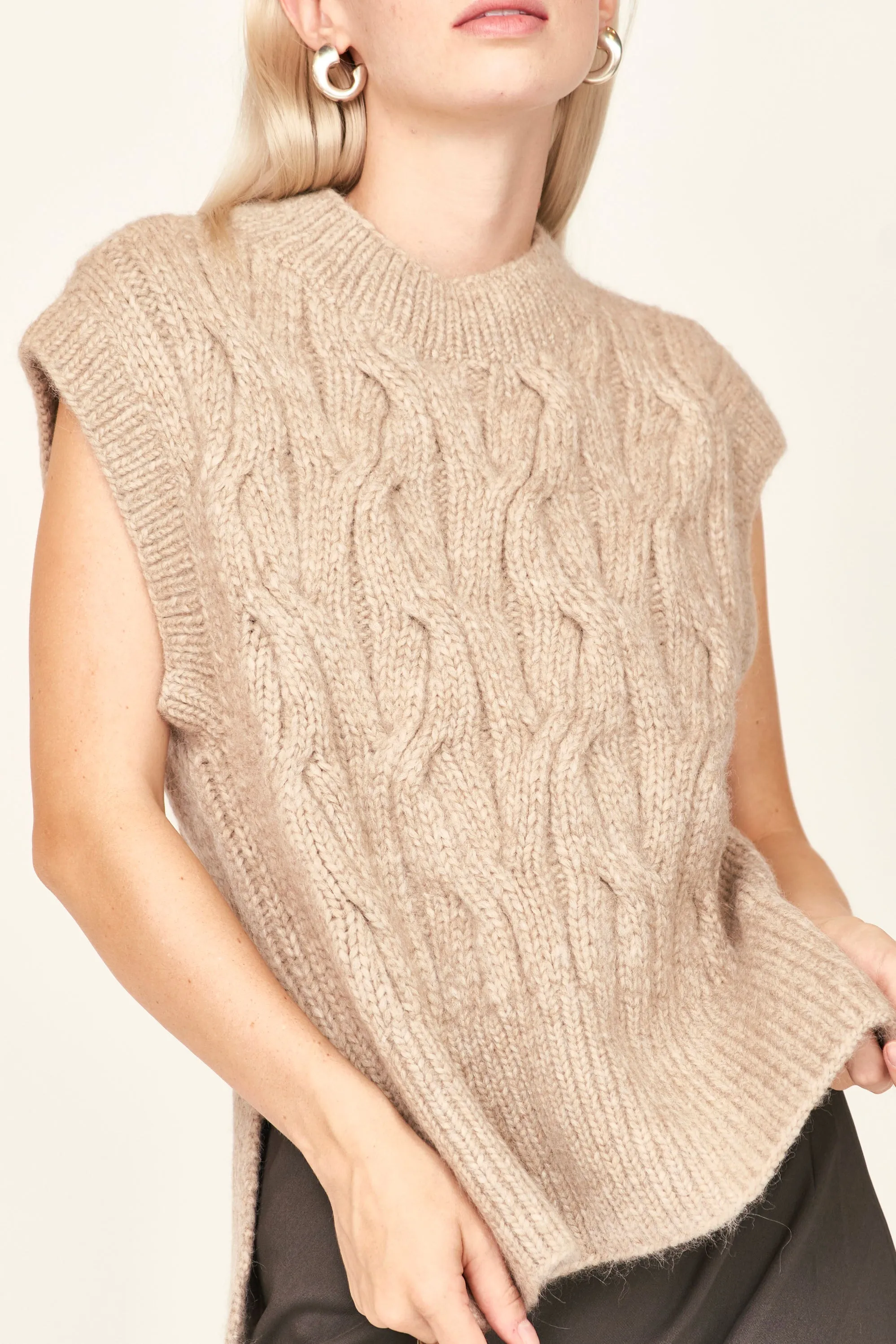 Cortina Hand Knit Sweater Vest in Camel sold by Mirth product image thumbnail 2