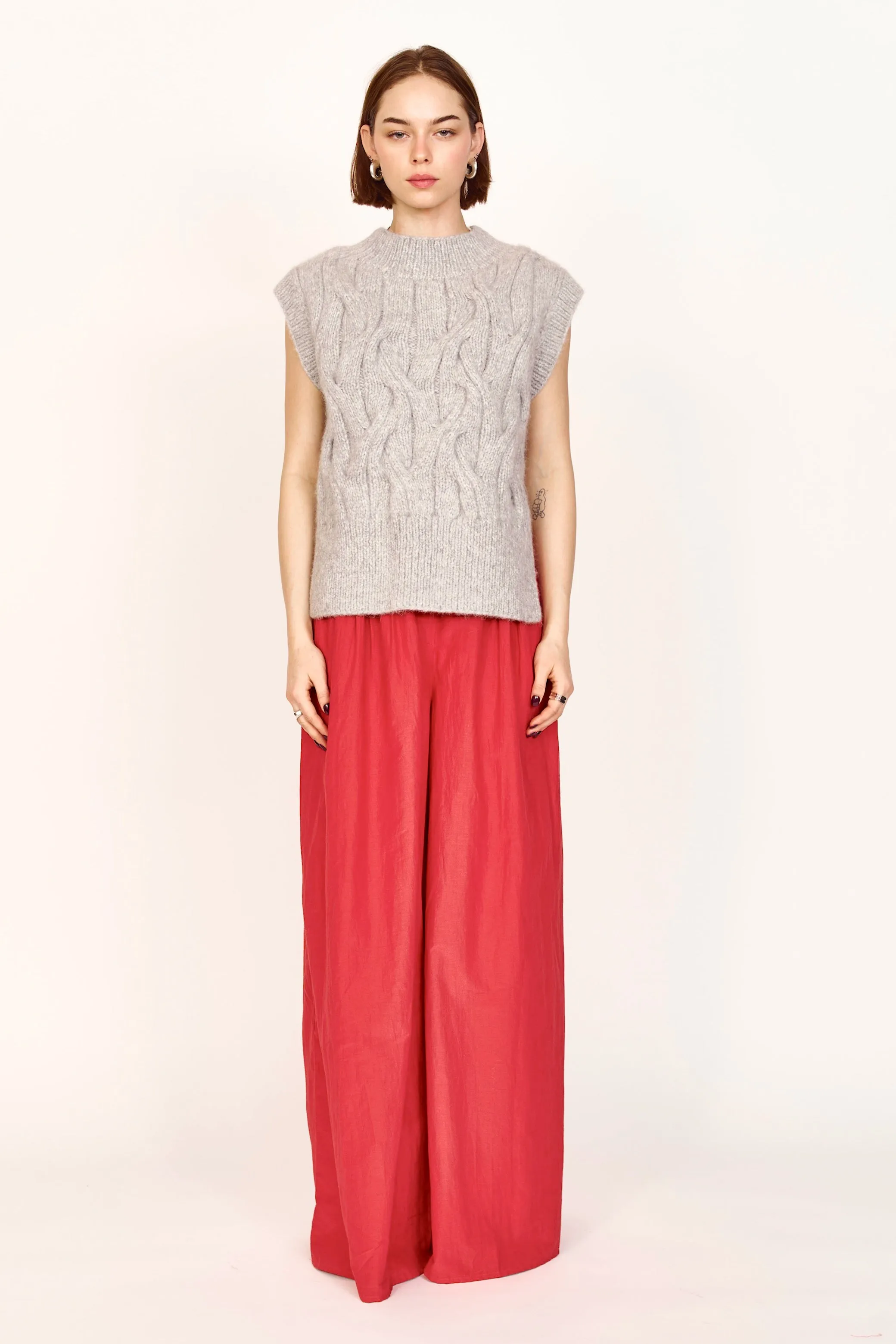 Cortina Hand Knit Sweater Vest in Dove Grey sold by Mirth product image thumbnail 3