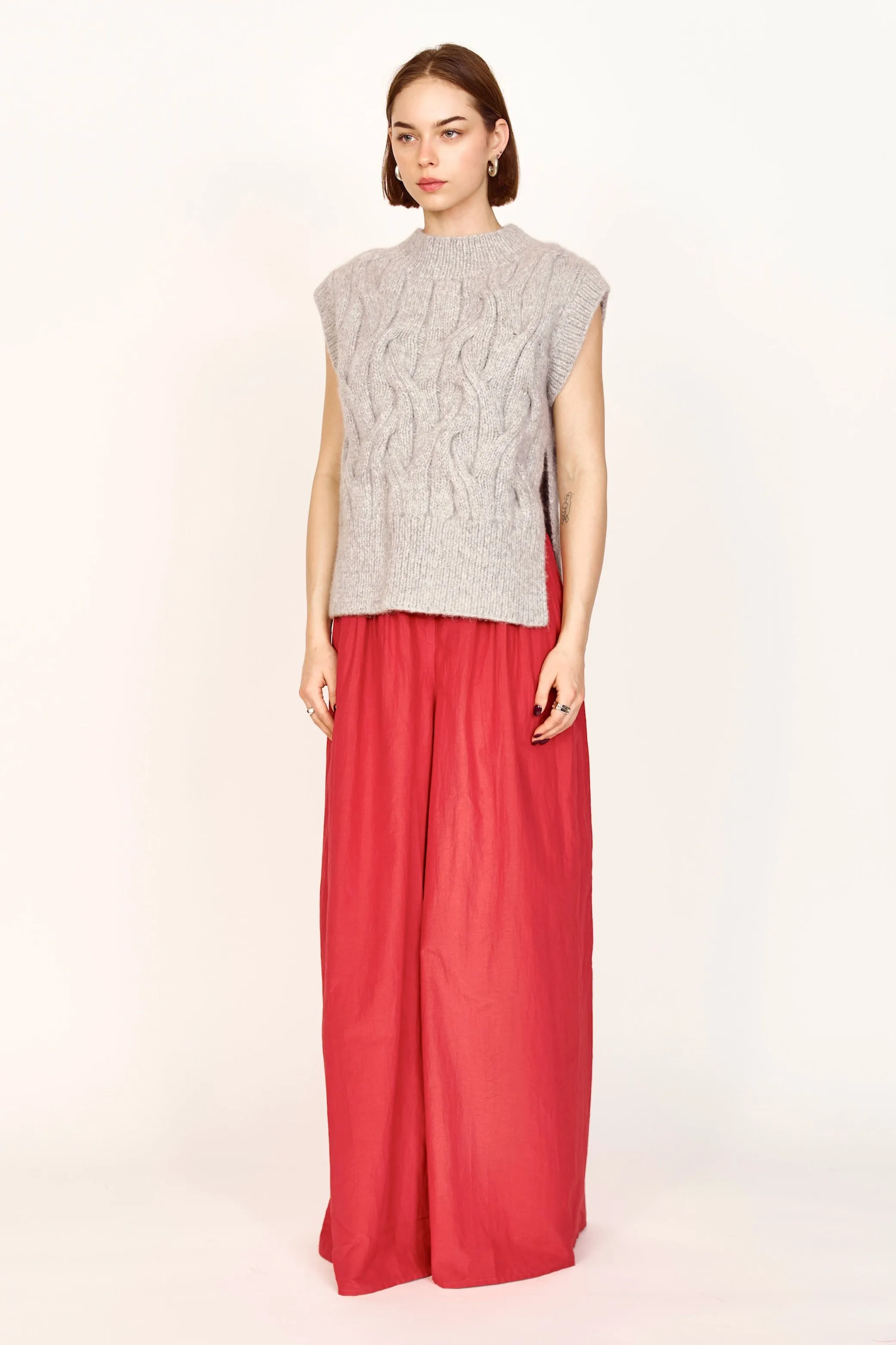 Cortina Hand Knit Sweater Vest in Dove Grey sold by Mirth