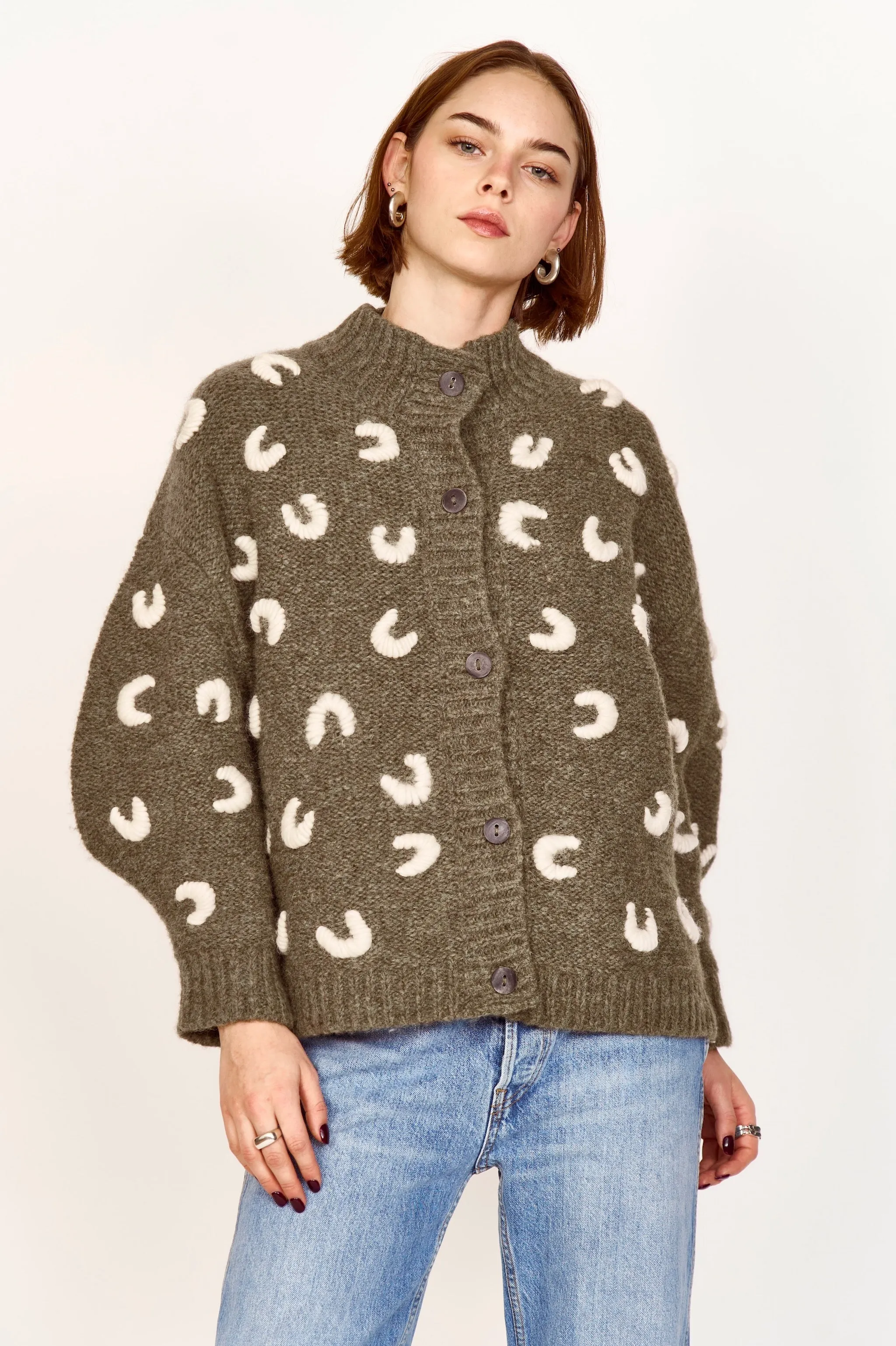 Cusco Croissant Cardigan in Olive/Ivory sold by Mirth product image thumbnail 5