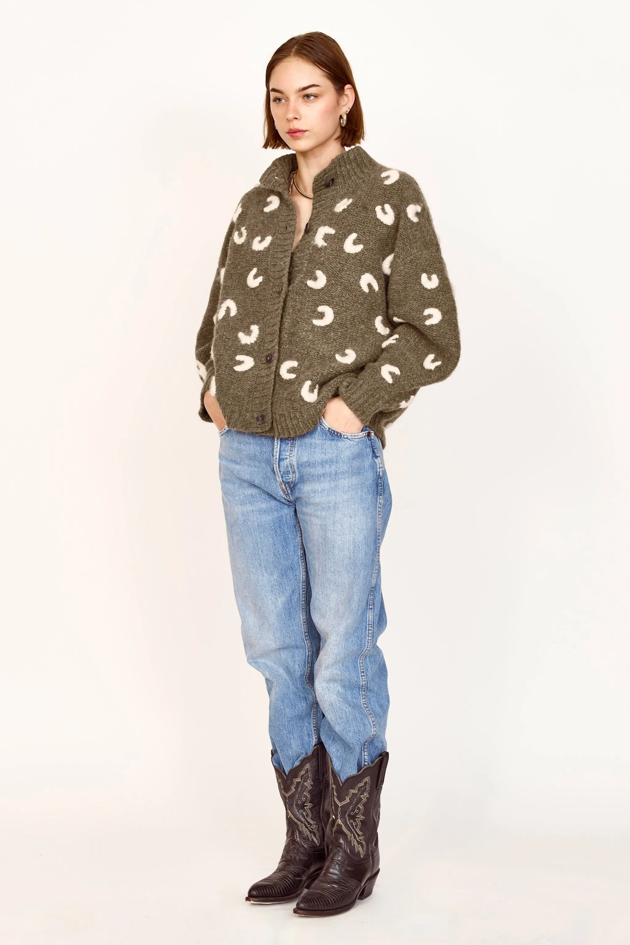 Cusco Croissant Cardigan in Olive/Ivory sold by Mirth product image thumbnail 3