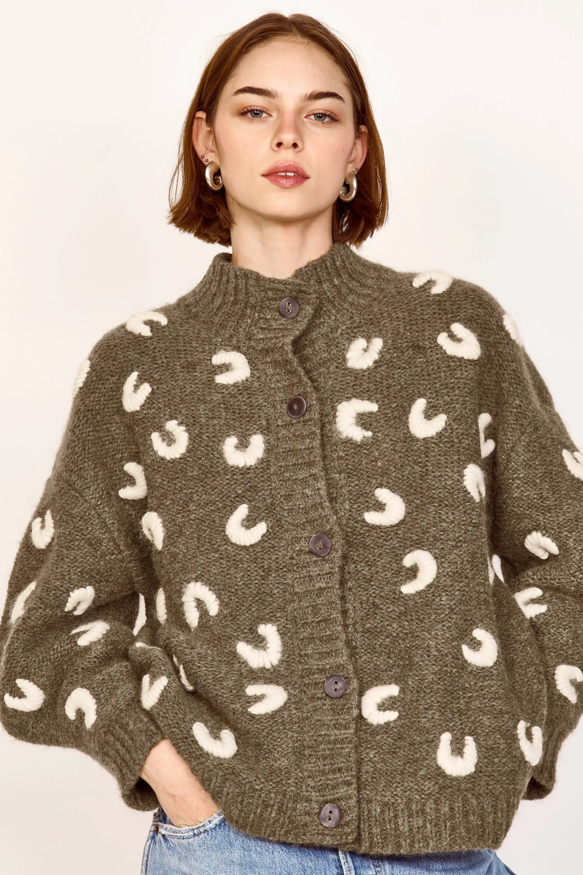 Cusco Croissant Cardigan in Olive/Ivory sold by Mirth product image thumbnail 2