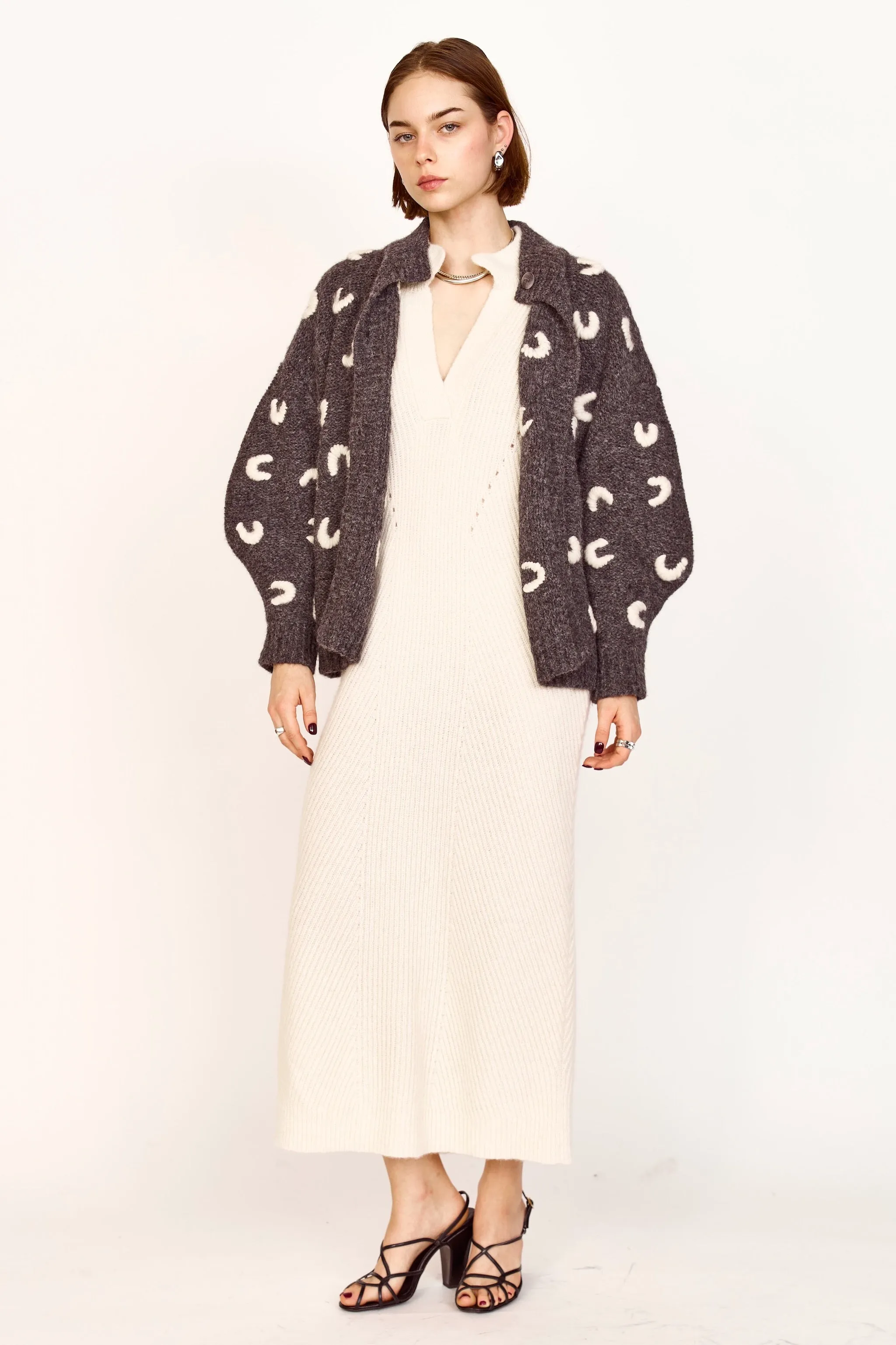 Cusco Croissant Cardigan in Slate/Ivory sold by Mirth product image thumbnail 4