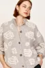 Cusco Waterlily Cardigan in Dove Grey/Ivory sold by Mirth