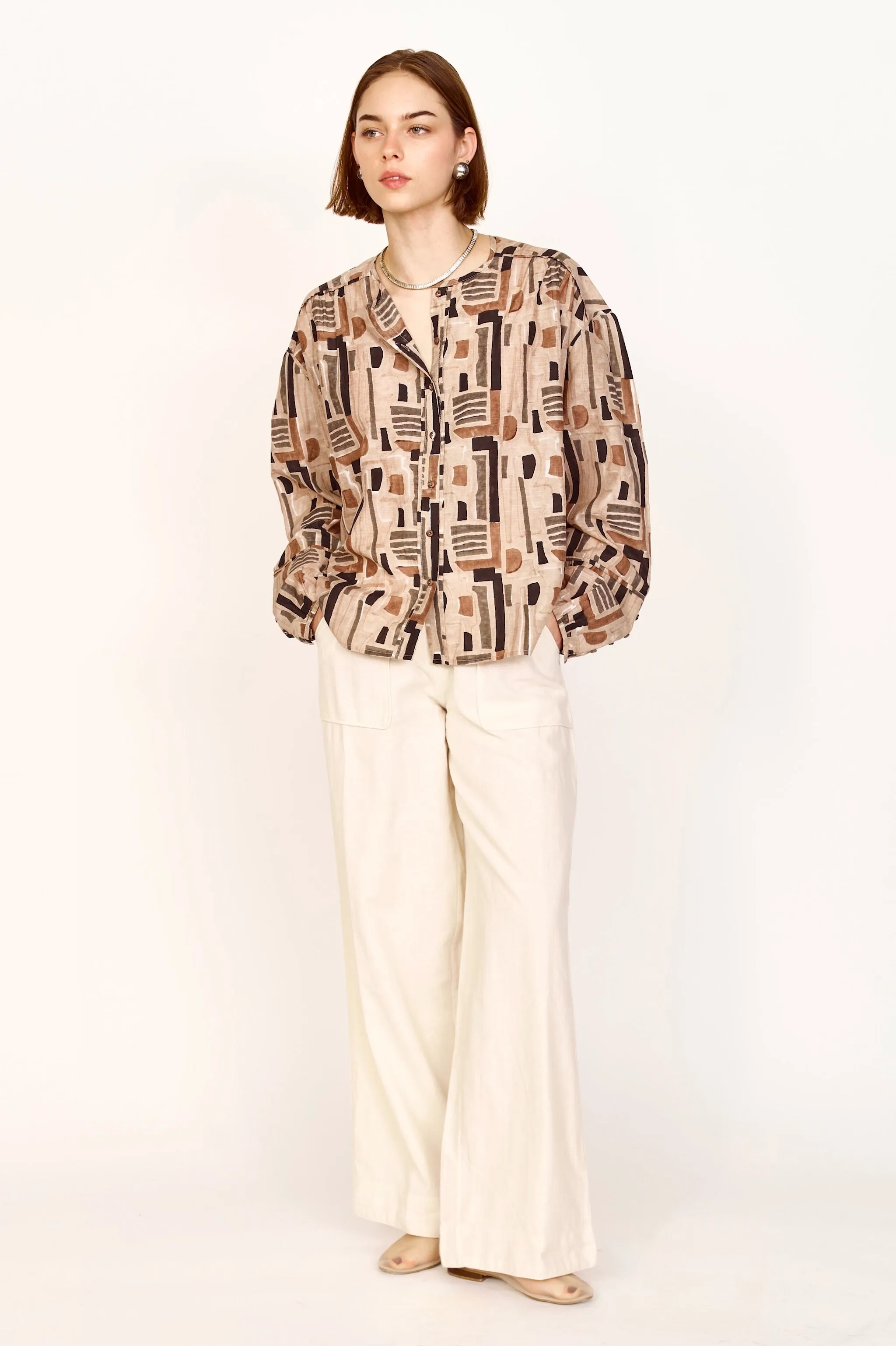 Dakota Blouse in Sand Labyrinth sold by Mirth product image thumbnail 5