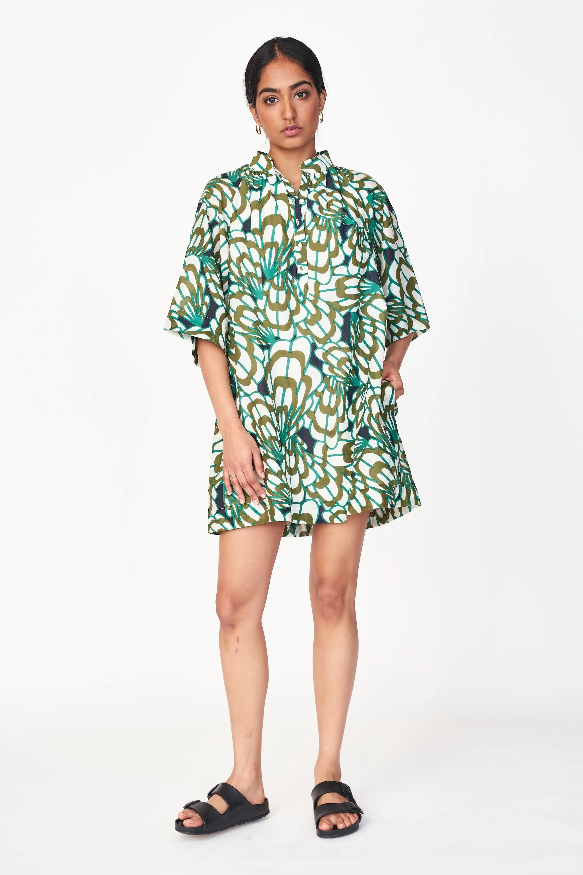 Faro Dress in Moss Shell sold by Mirth