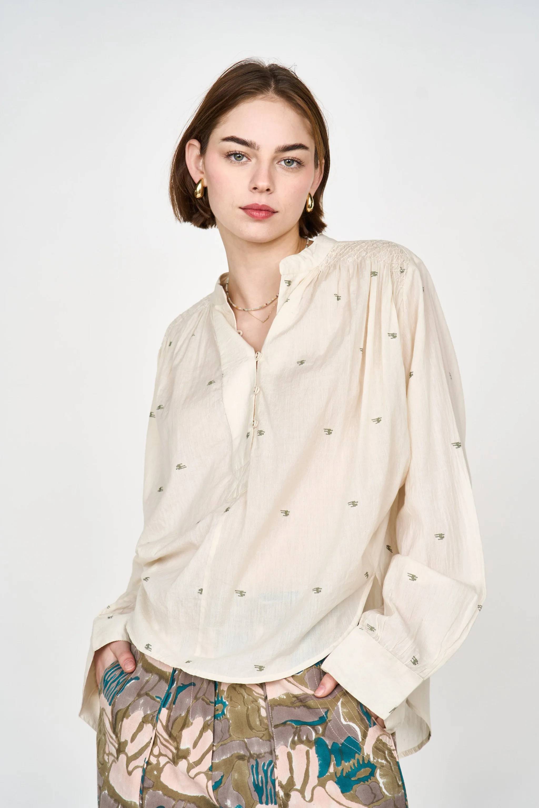 Florence Blouse in Ivory Jamdani sold by Mirth product image thumbnail 2