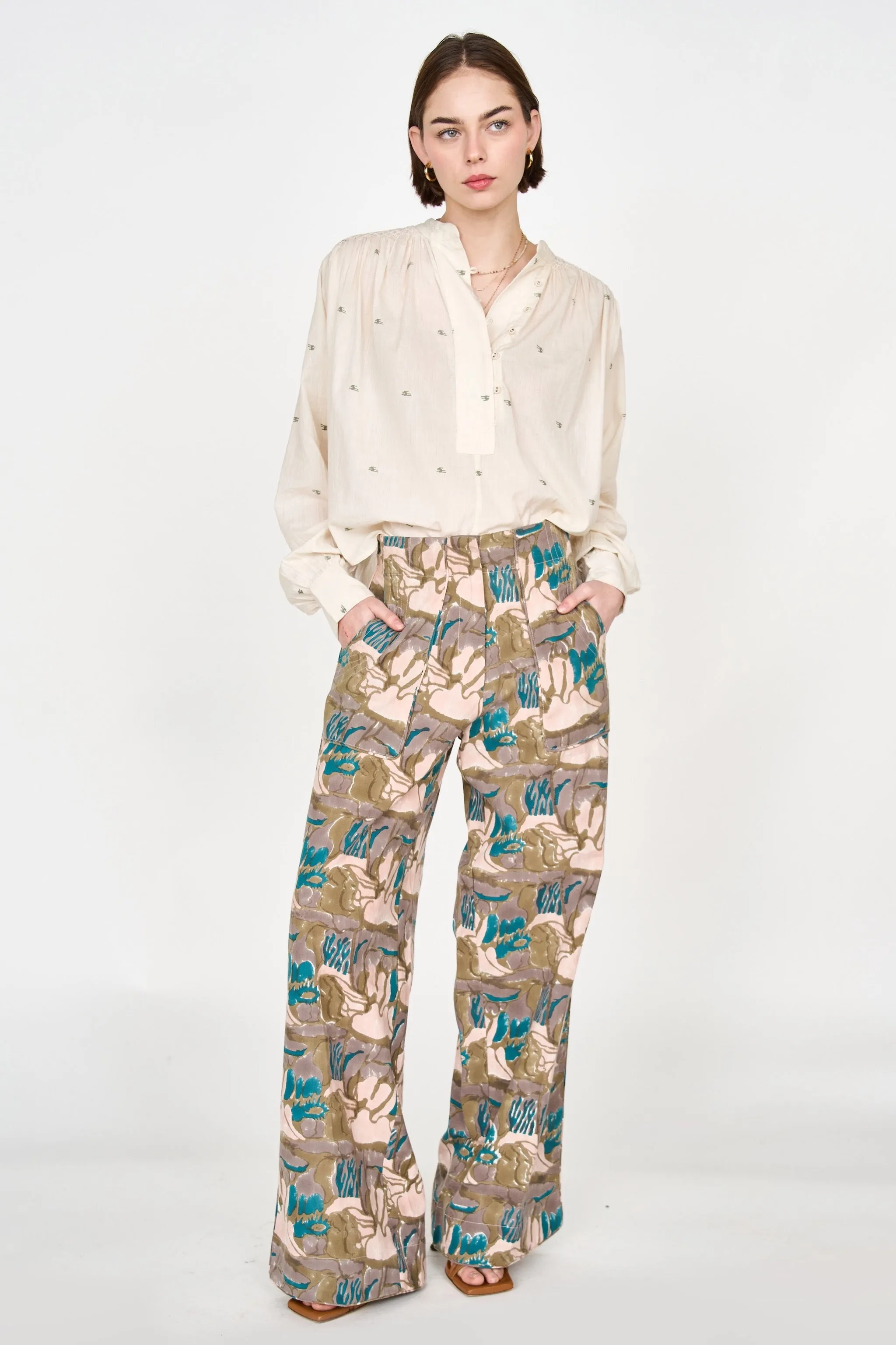 Florence Blouse in Ivory Jamdani sold by Mirth