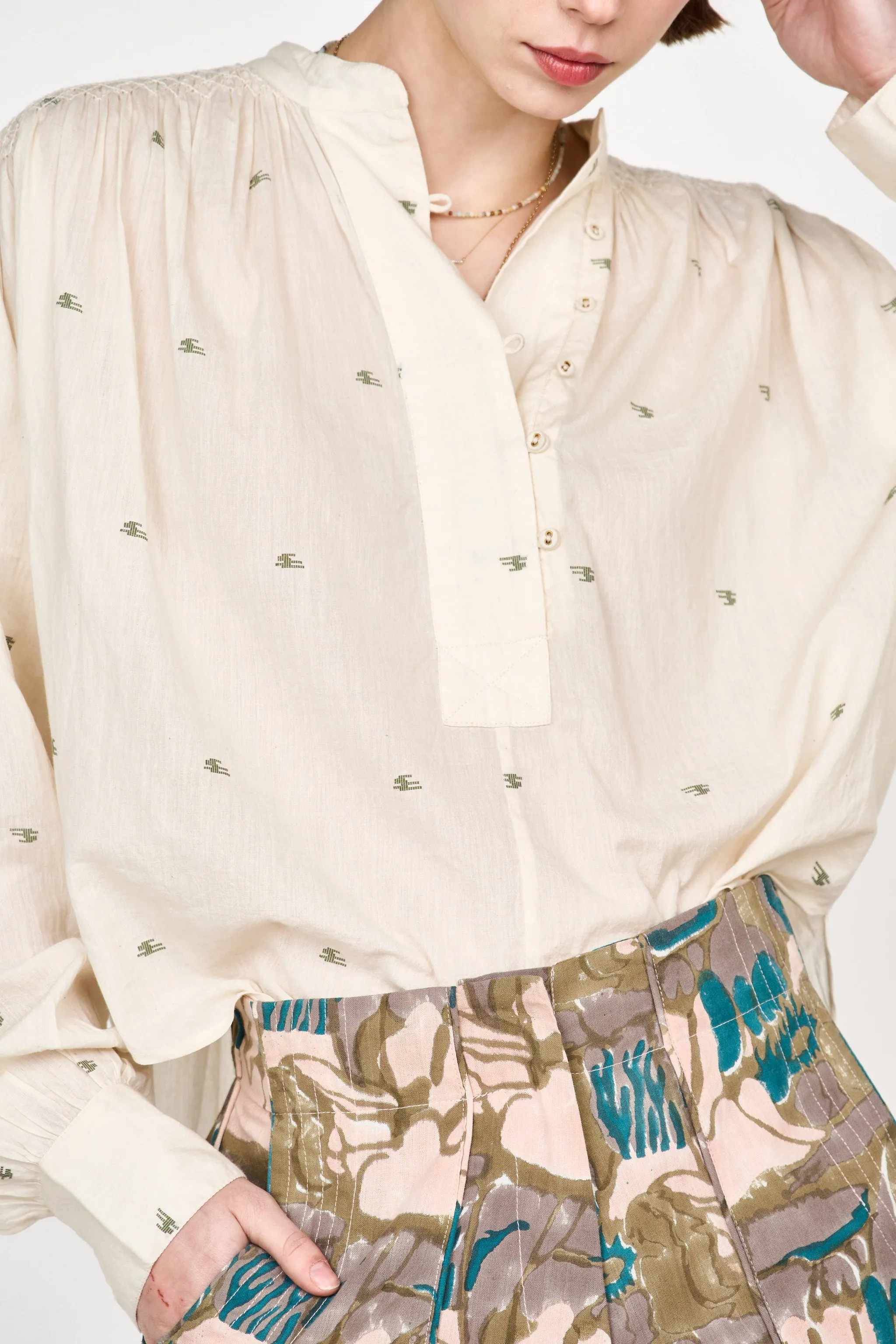 Florence Blouse in Ivory Jamdani sold by Mirth product image thumbnail 4