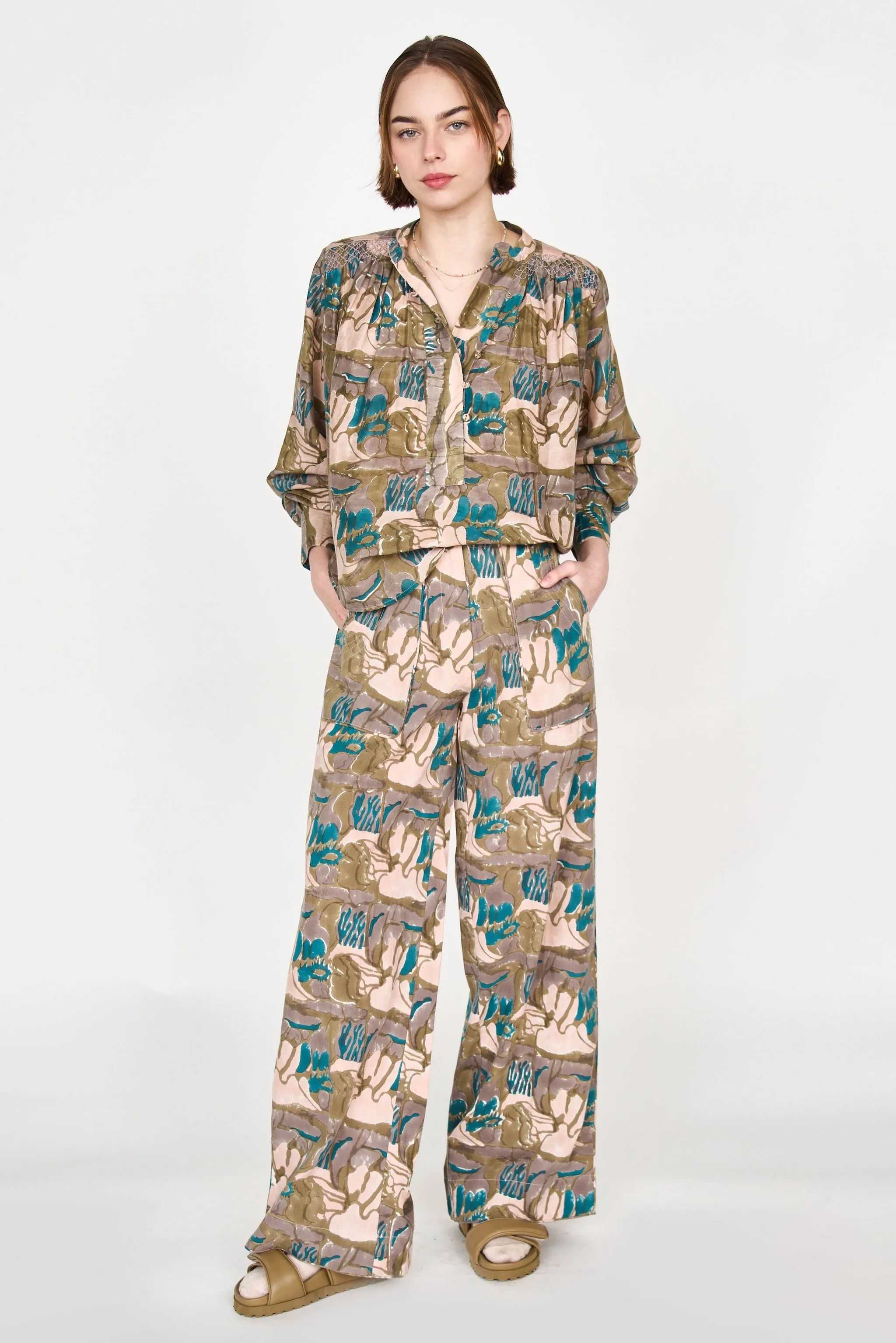 Florence Blouse in Moss Reef Print sold by Mirth