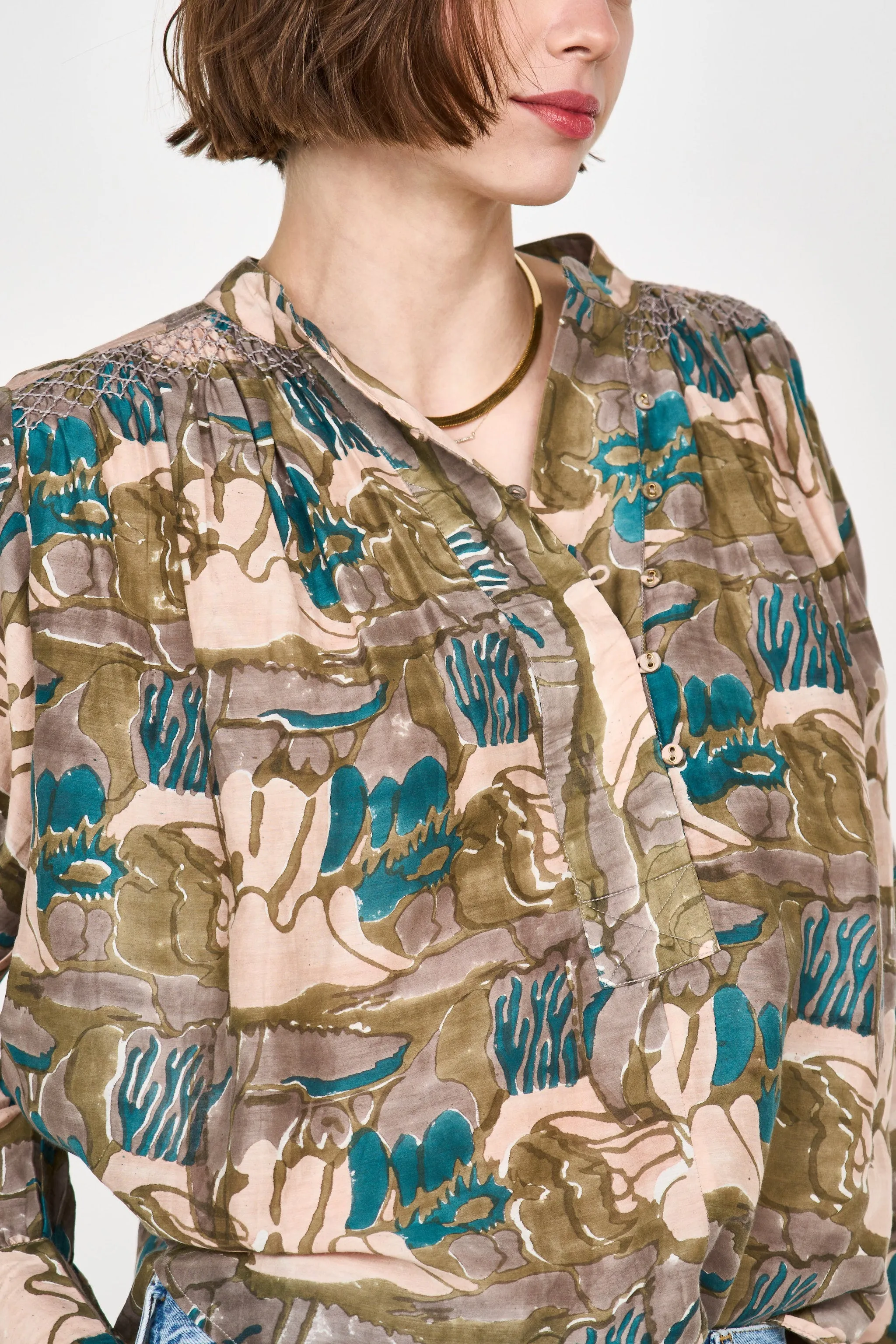 Florence Blouse in Moss Reef Print sold by Mirth product image thumbnail 3