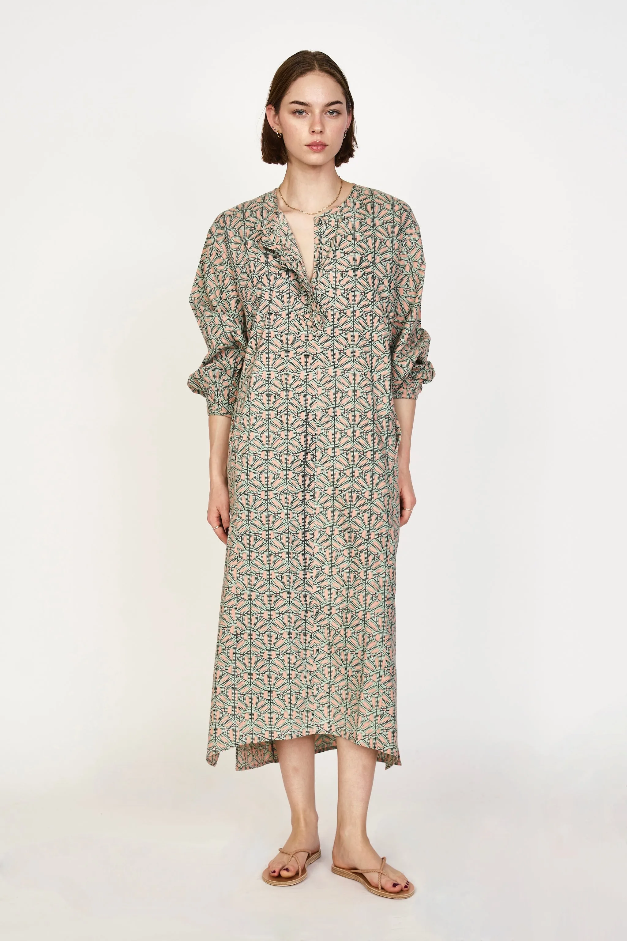 Kona Caftan in Trellis in Petal sold by Mirth