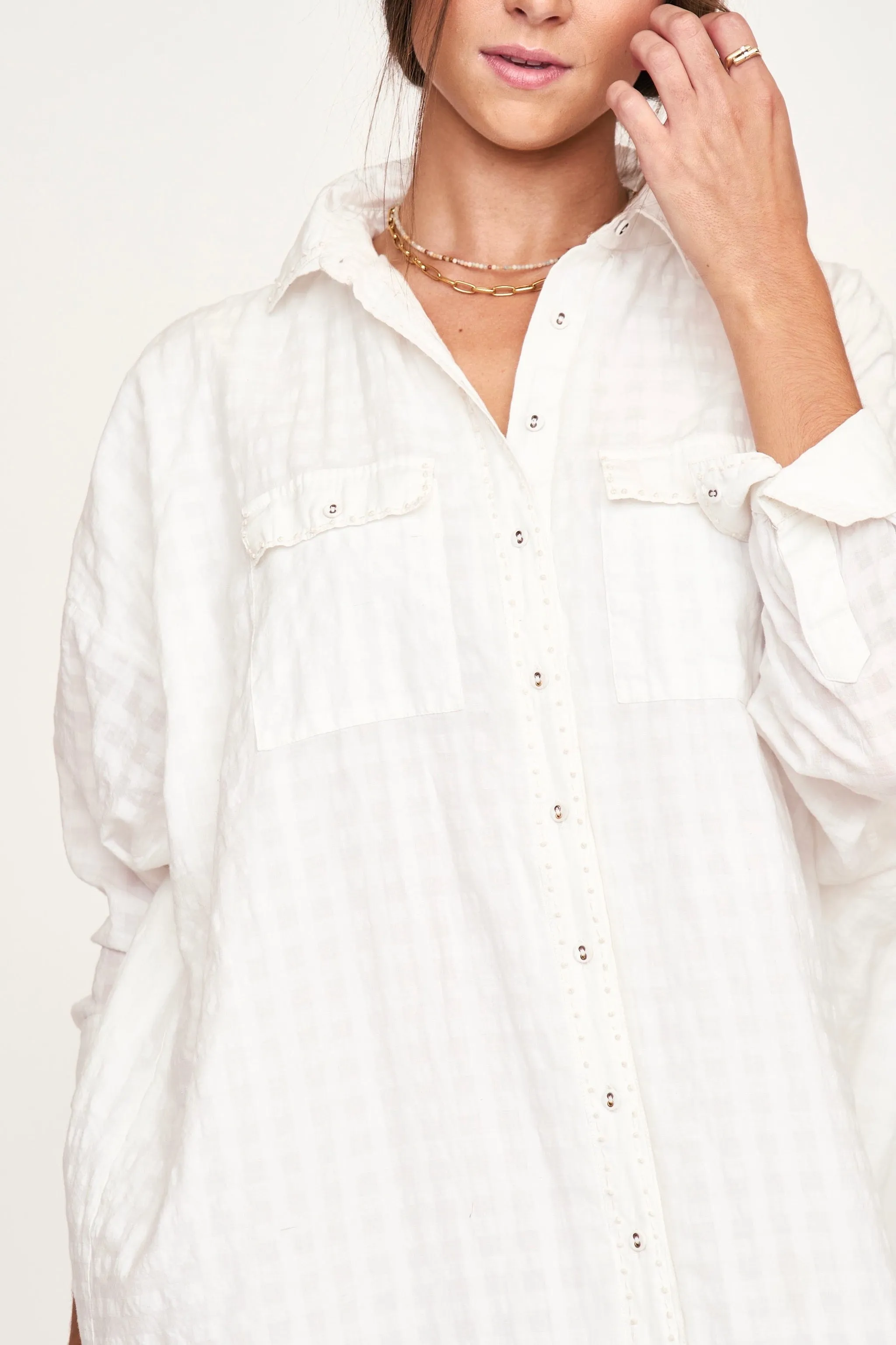 Kyoto House Dress in White Boxweave sold by Mirth product image thumbnail 2