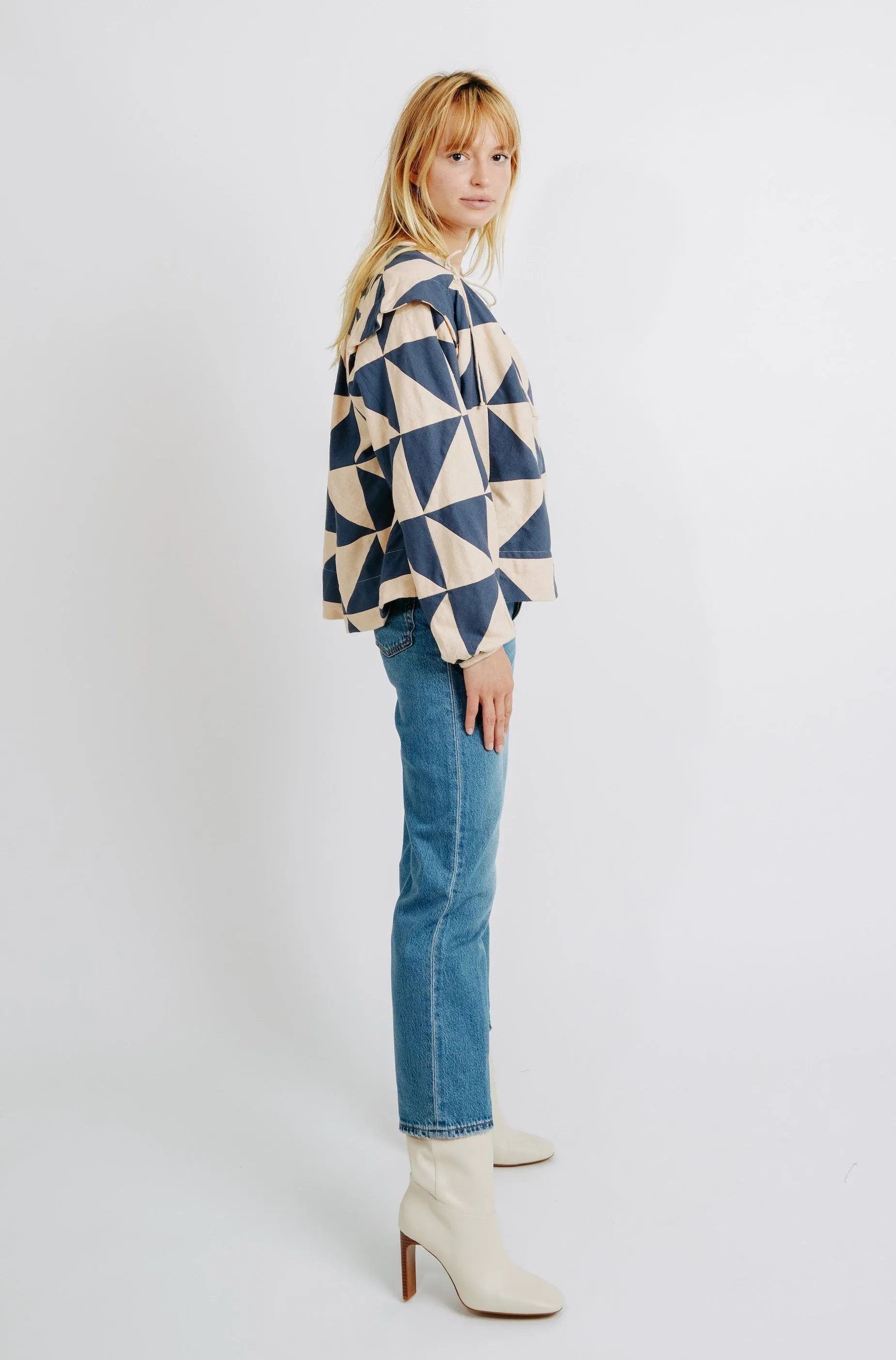 Malaga Top in Navy/Peach Patchwork sold by Mirth product image thumbnail 4