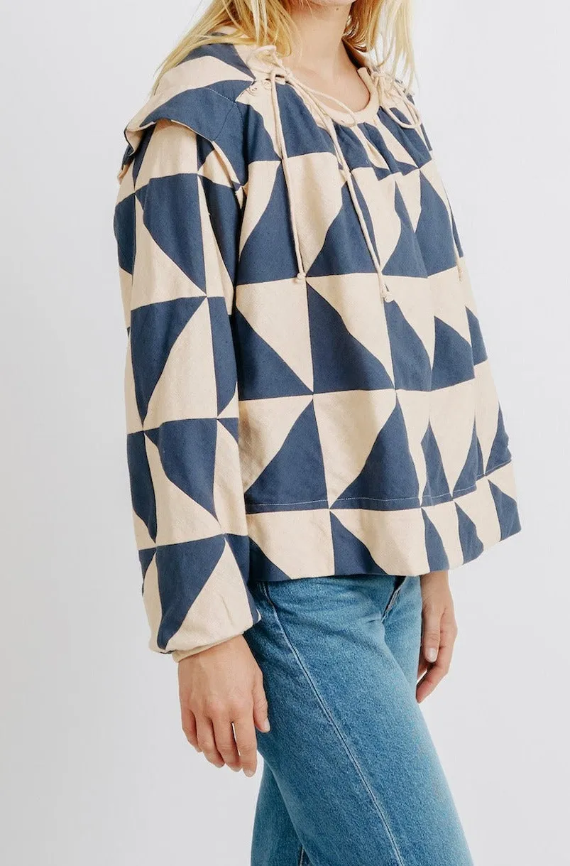 Malaga Top in Navy/Peach Patchwork sold by Mirth product image thumbnail 3