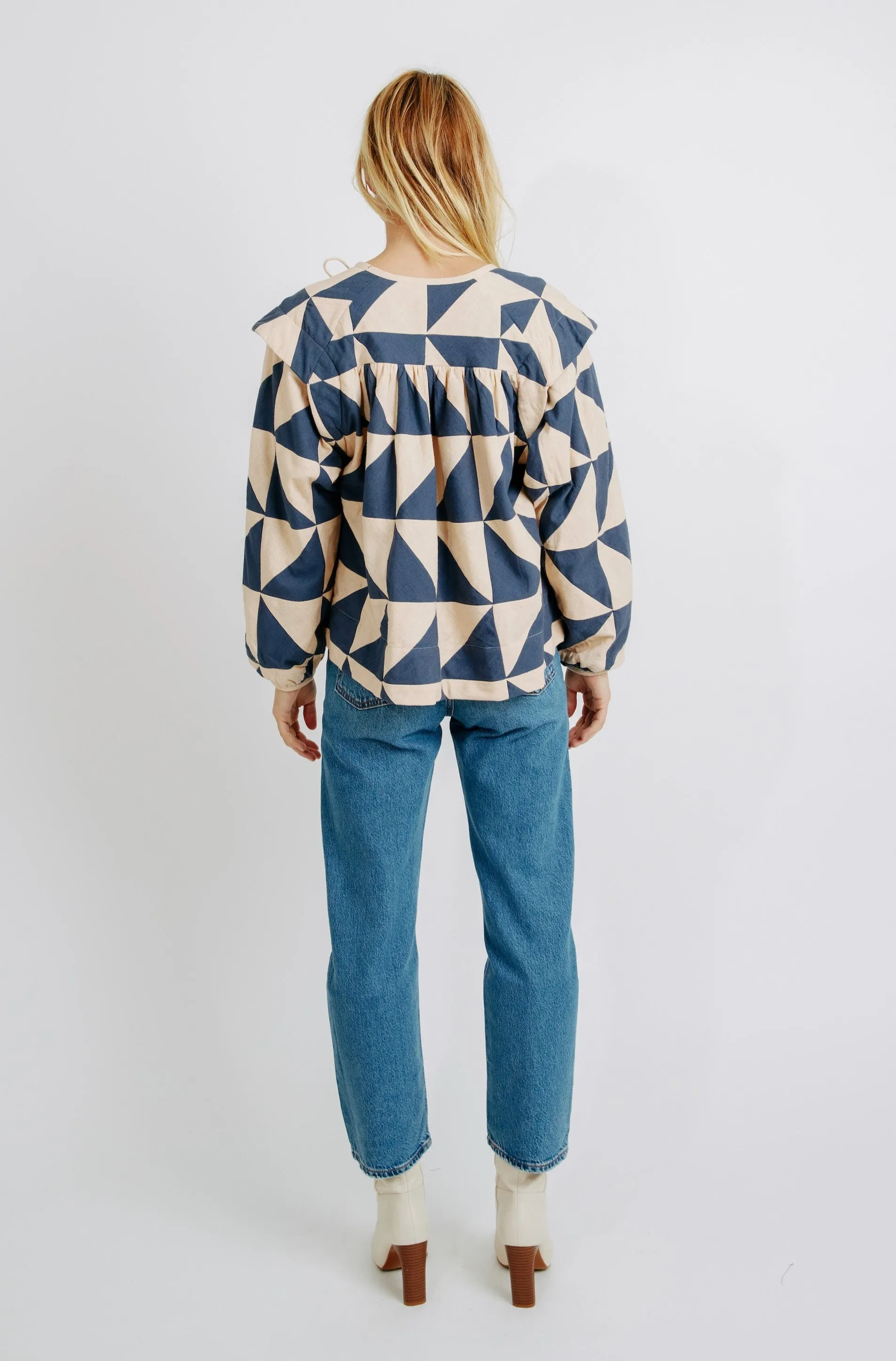 Malaga Top in Navy/Peach Patchwork sold by Mirth product image thumbnail 5