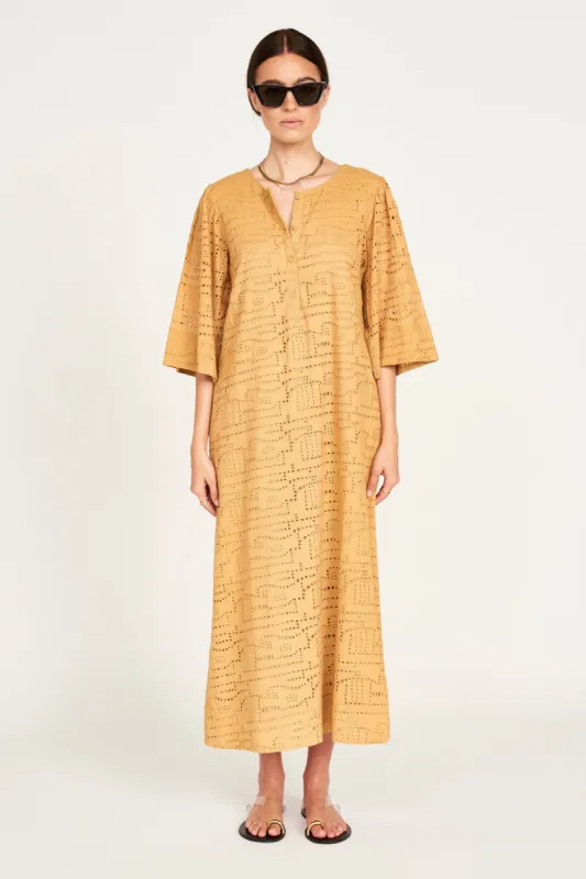 Manila Dress in Golden Eyelet sold by Mirth