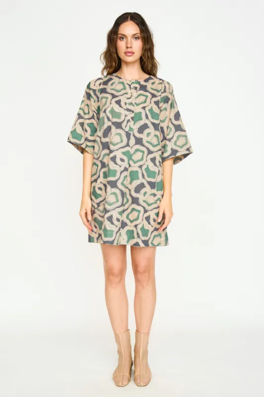 Manila Short Dress in Marine Puddles sold by Mirth
