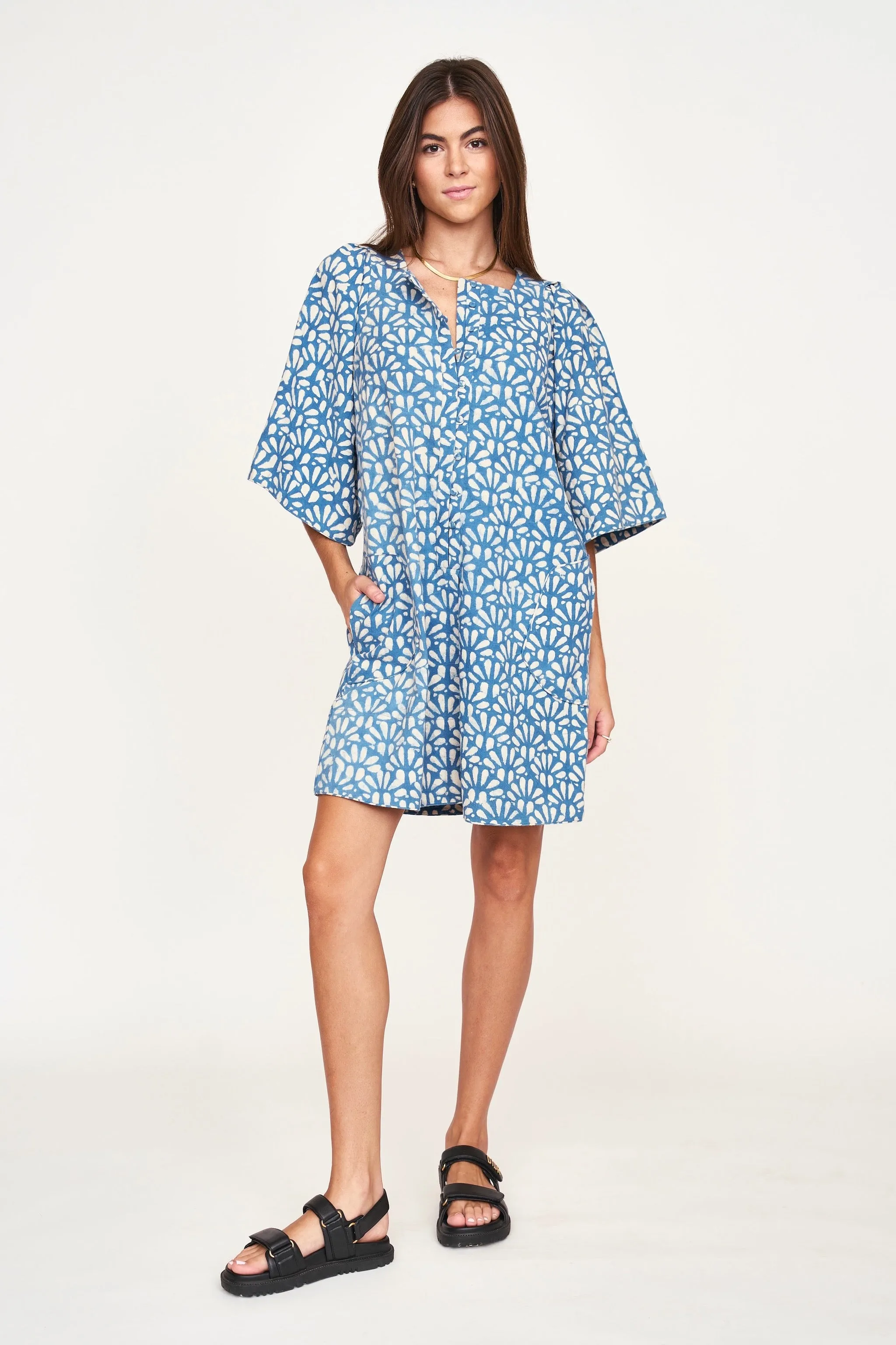 Manila Dress in Trellis in Indigo sold by Mirth product image thumbnail 3