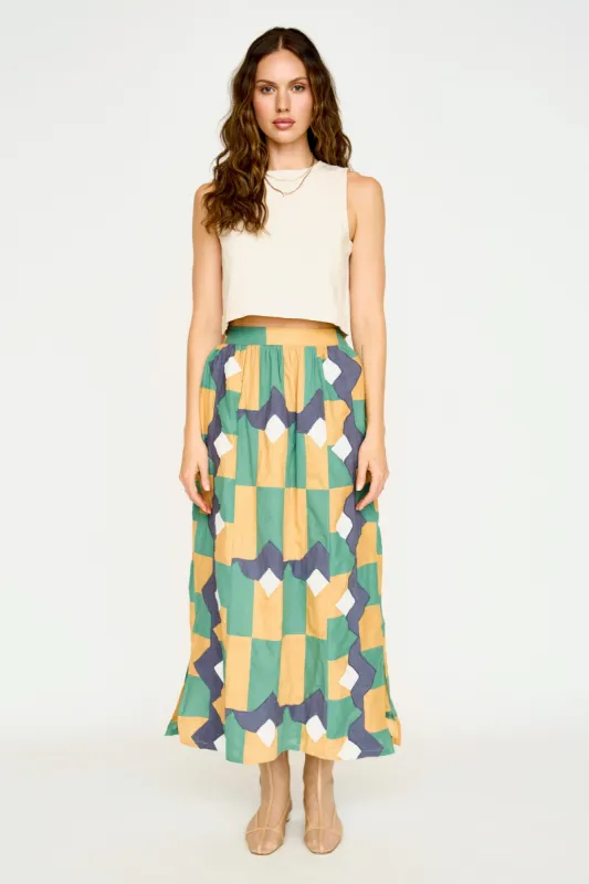 Marion Skirt in Teal Origami sold by Mirth