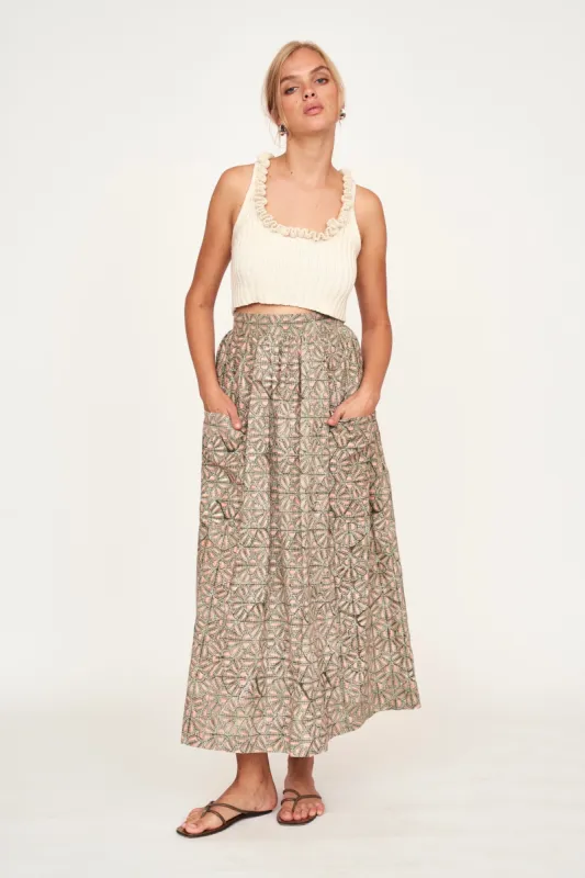 Marion Skirt in Trellis in Petal sold by Mirth