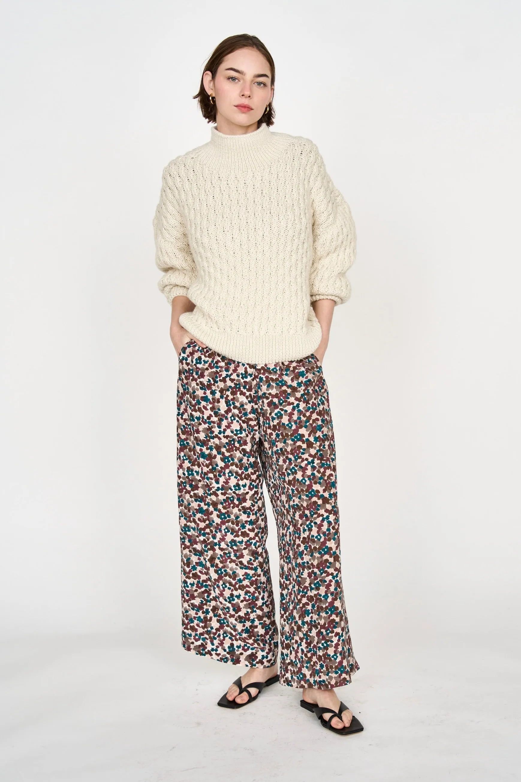 Megeve Honeycomb Turtleneck in Ivory sold by Mirth