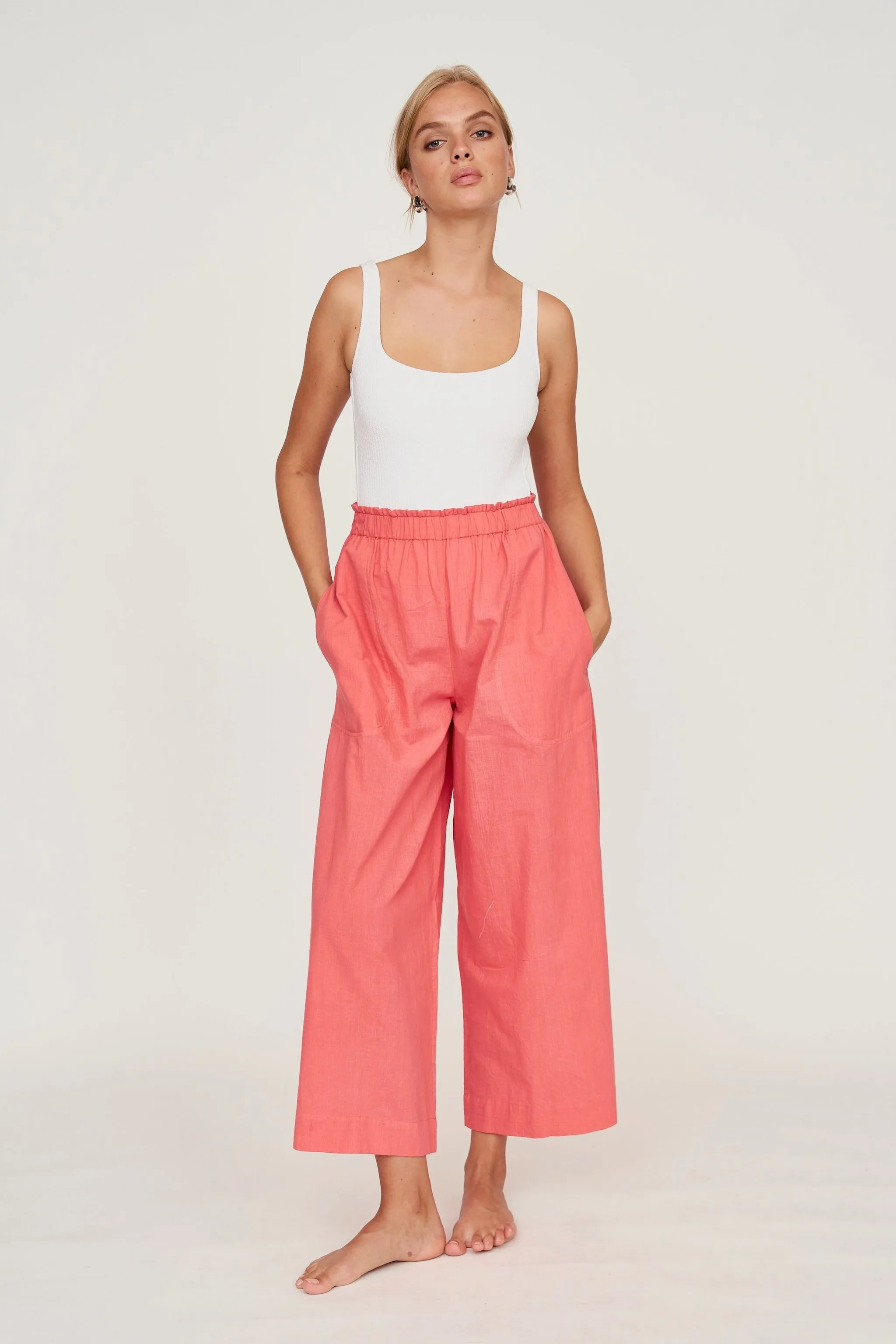 Mirth Pant in Coral sold by Mirth