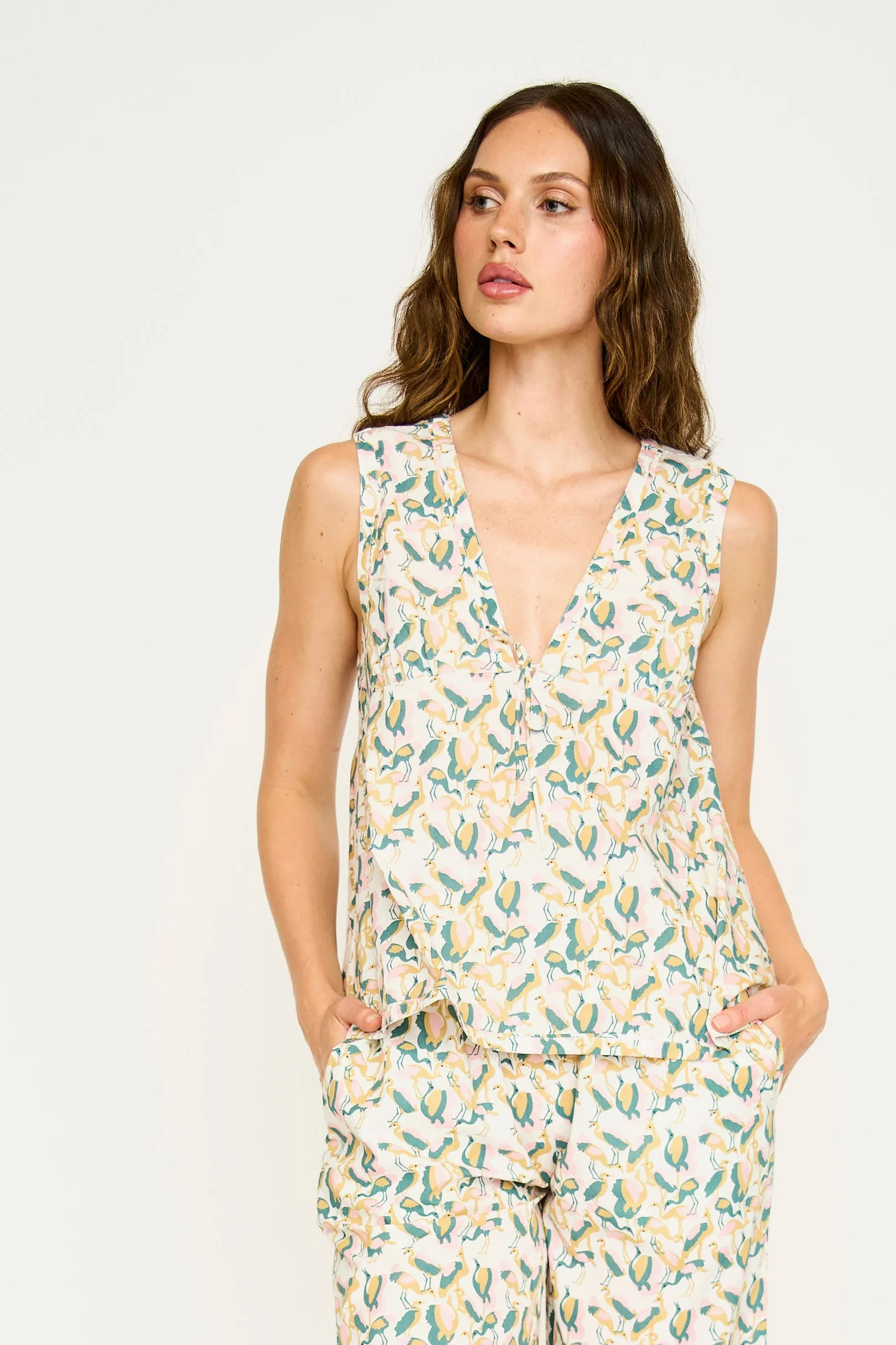 Pajama Pant & Camisole Set in Garden Bird sold by Mirth product image thumbnail 2