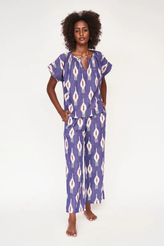 Pajama Pant Set in Nautical Ikat sold by Mirth
