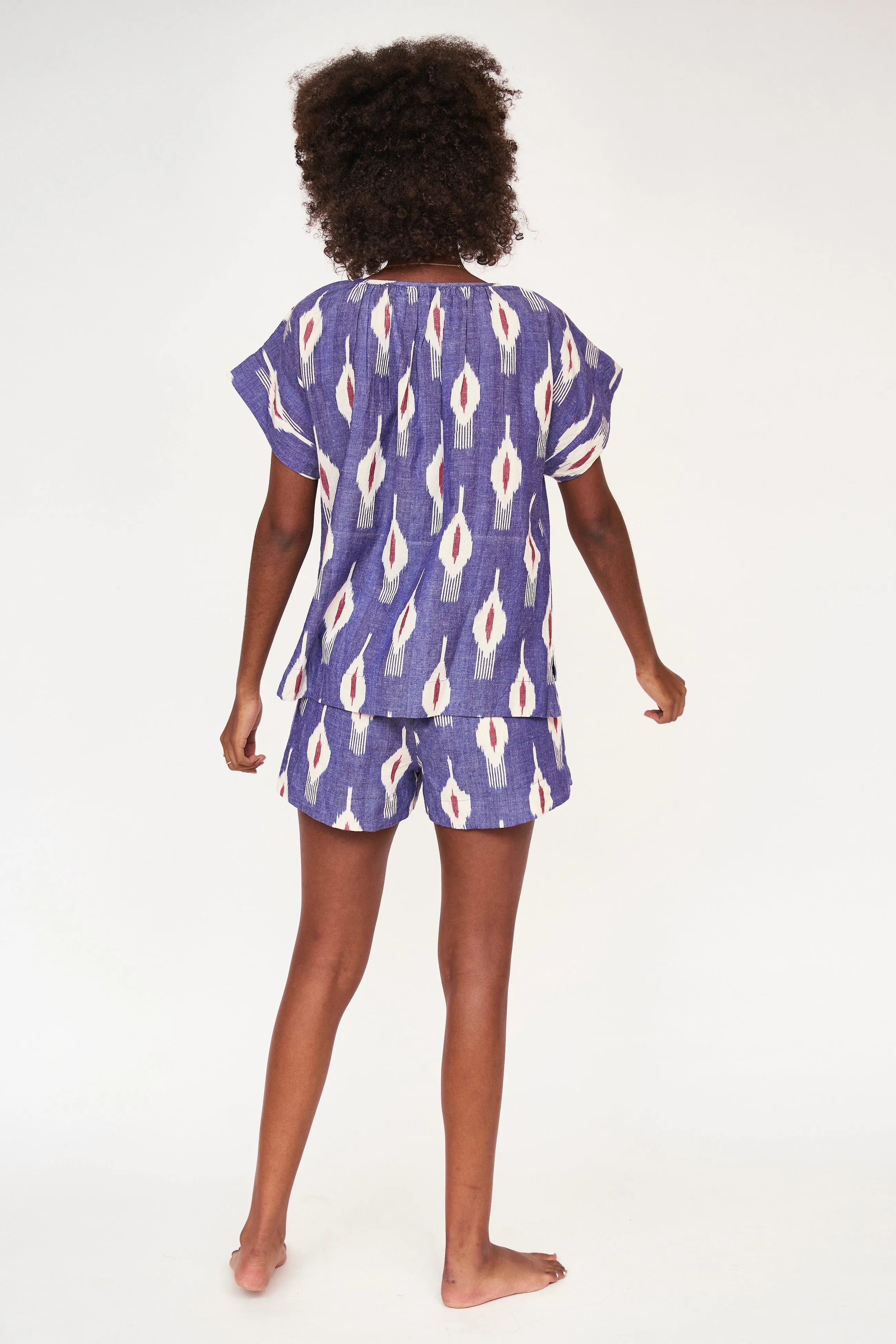 Pajama Short Set in Nautical Ikat sold by Mirth product image thumbnail 5