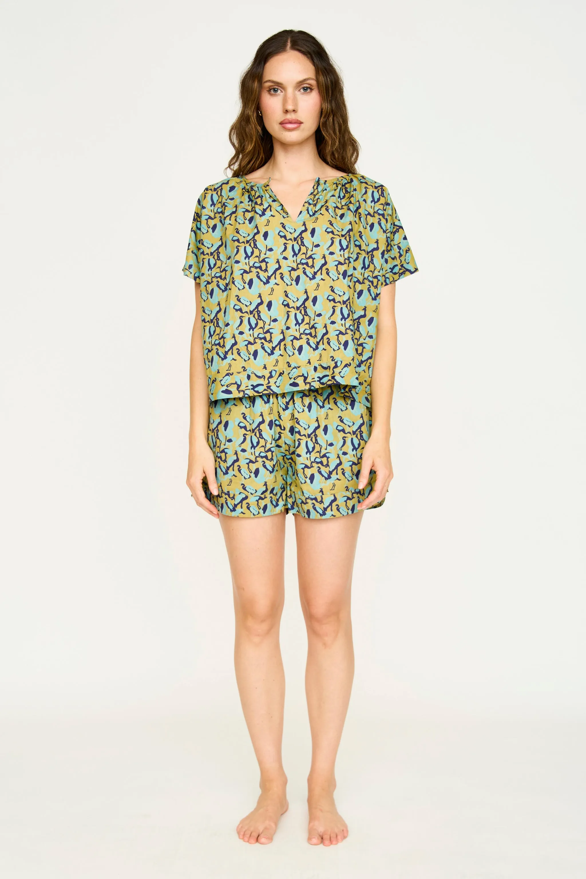 Pajama Short Set in Seagull sold by Mirth