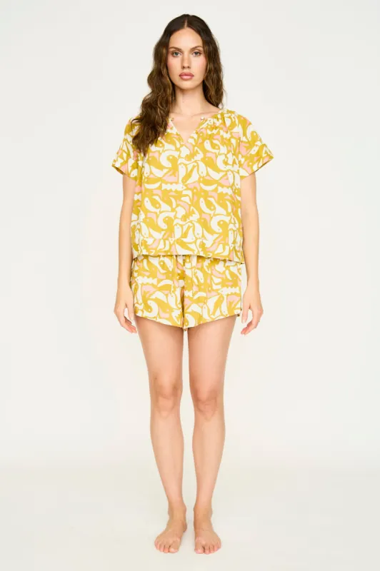 Pajama Tap Short Set in Canary sold by Mirth