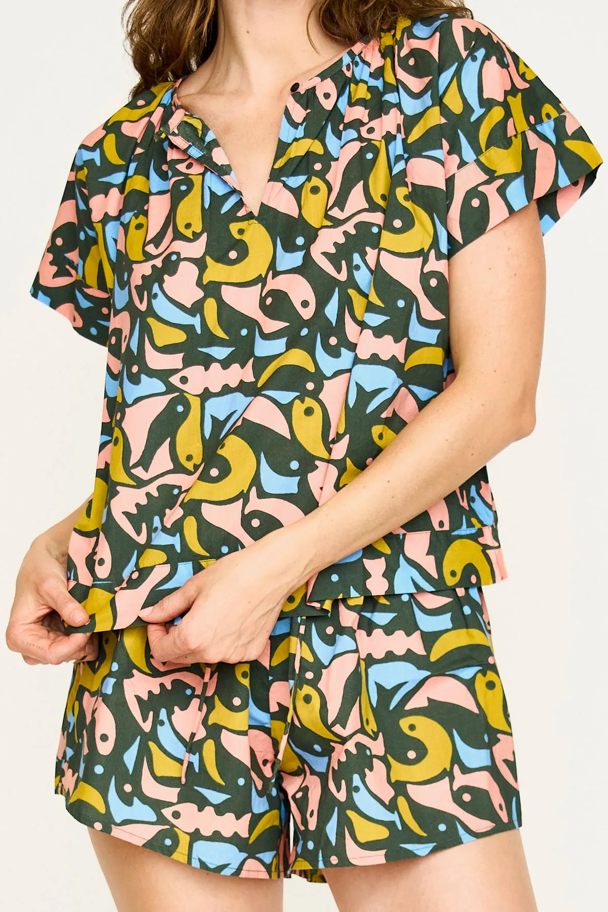 Pajama Tap Short Set in Guppy sold by Mirth product image thumbnail 2