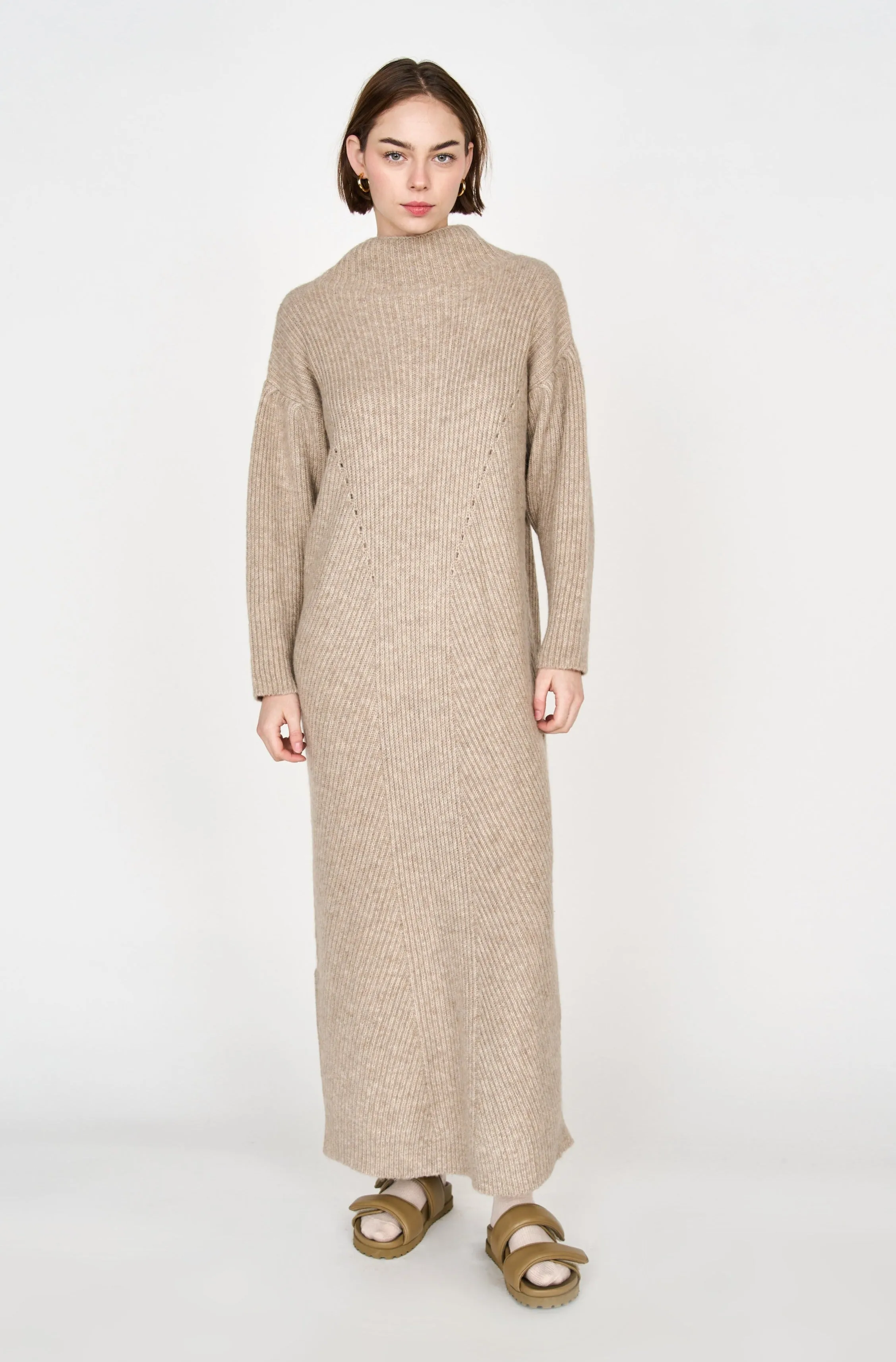 Pichu Pichu Sweater Dress in Camel sold by Mirth