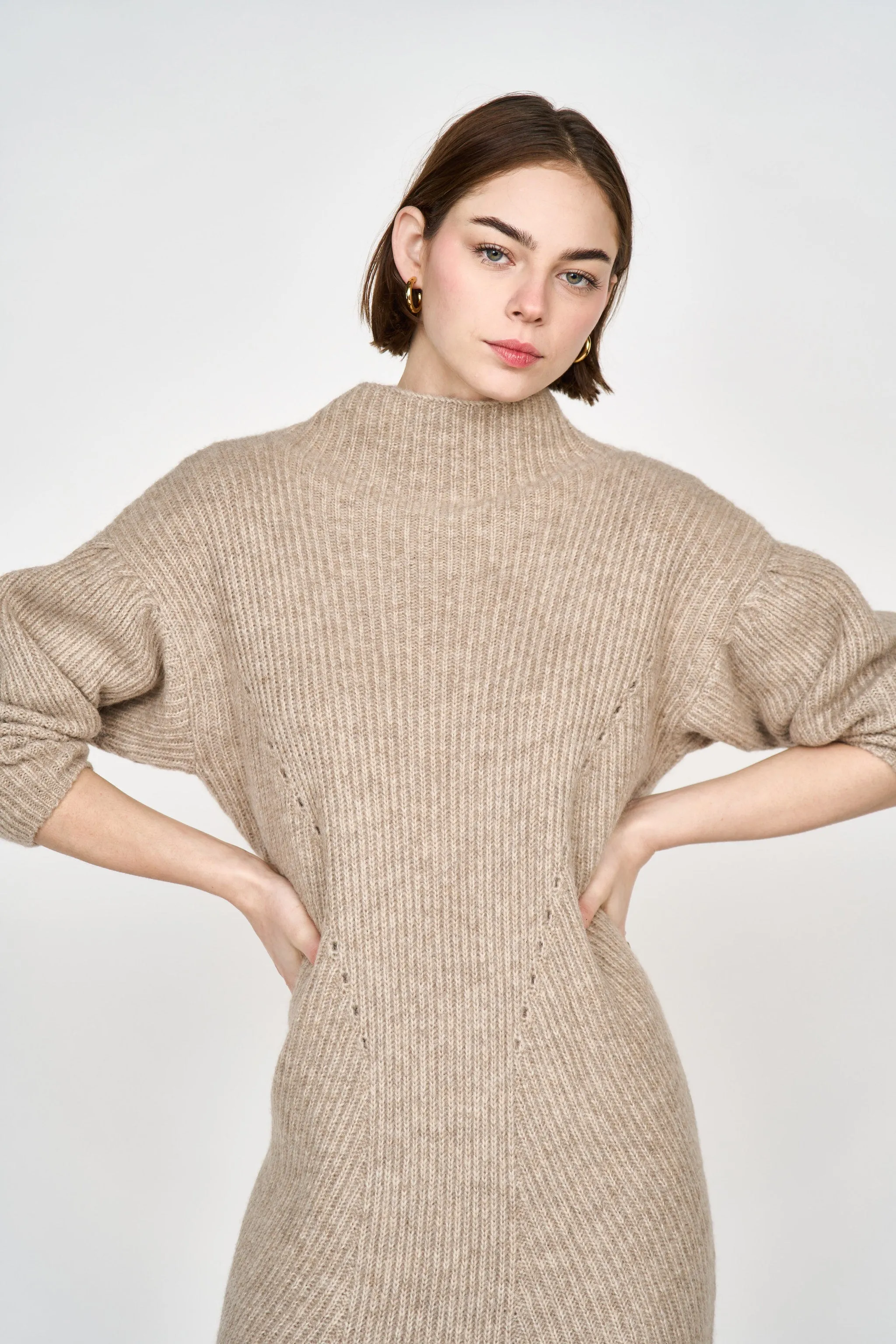 Pichu Pichu Sweater Dress in Camel sold by Mirth product image thumbnail 2