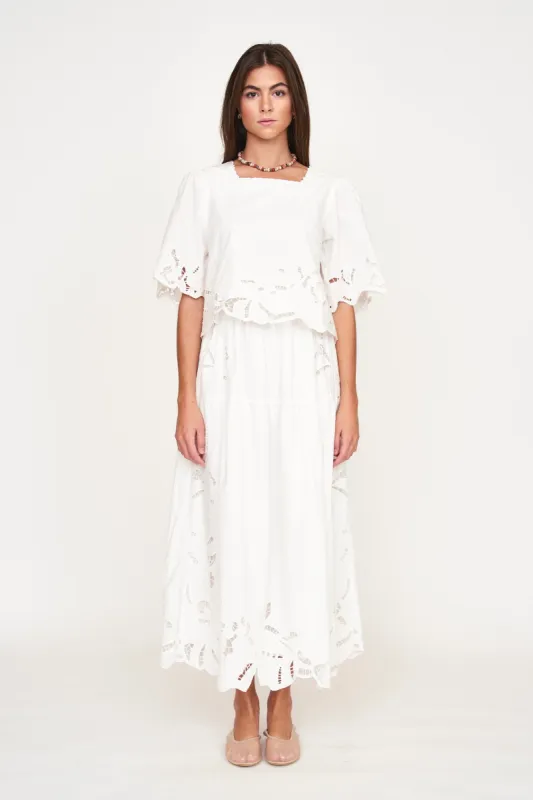 Provence Cutwork Top in White made by Mirth