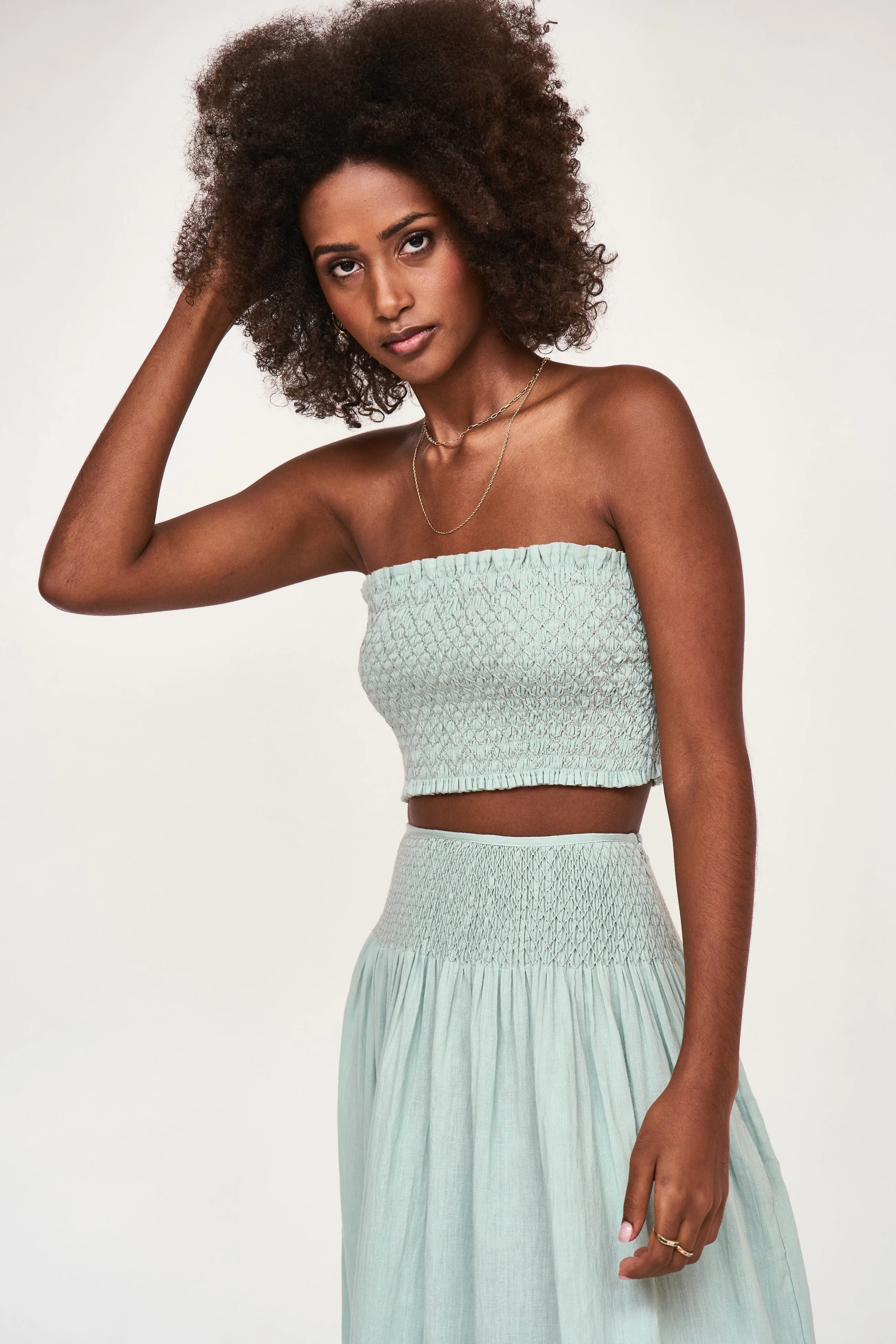 Savannah Smocked Skirt in Frost sold by Mirth product image thumbnail 5