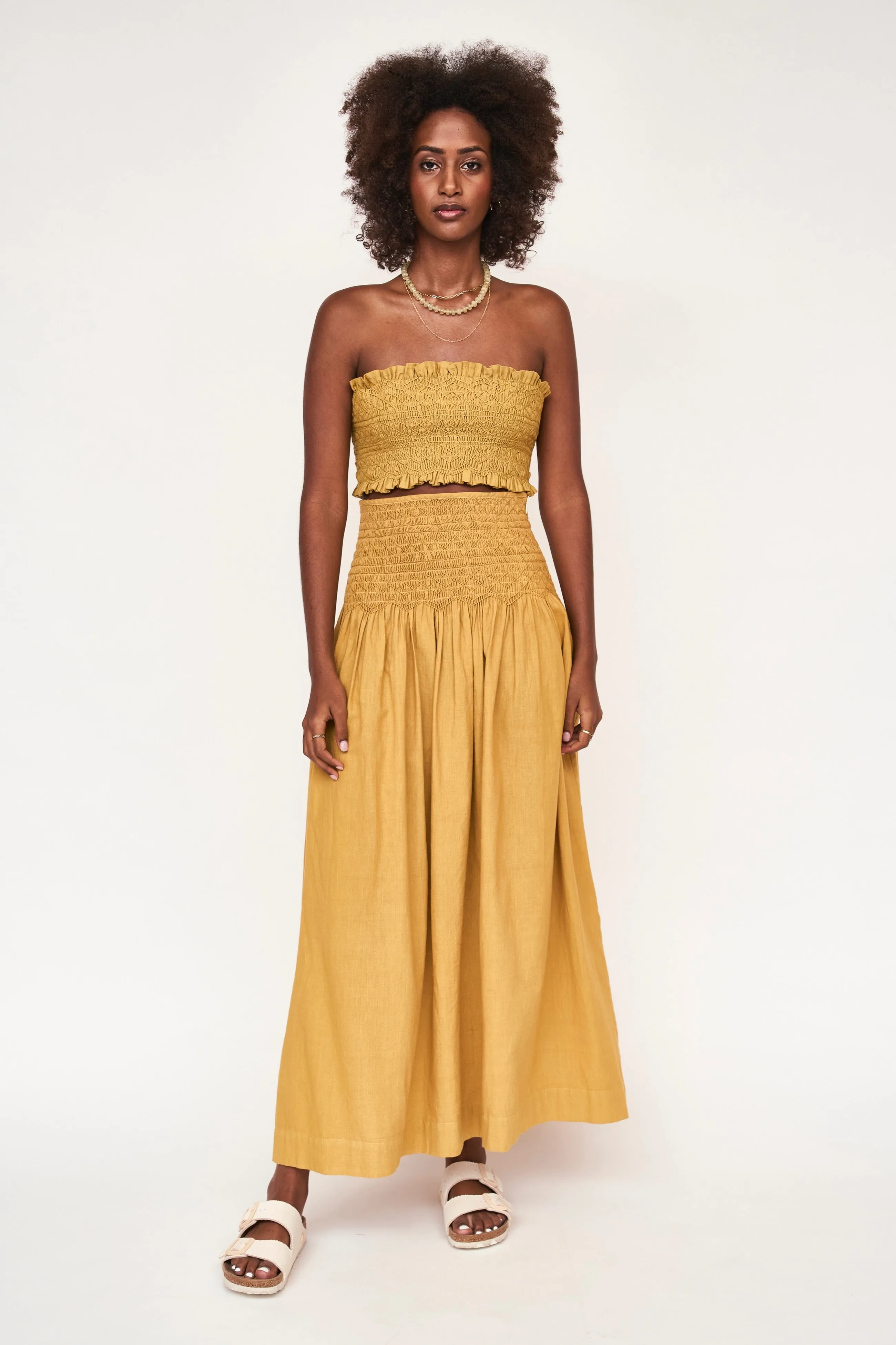 Savannah Smocked Skirt in Gilded sold by Mirth product image thumbnail 3