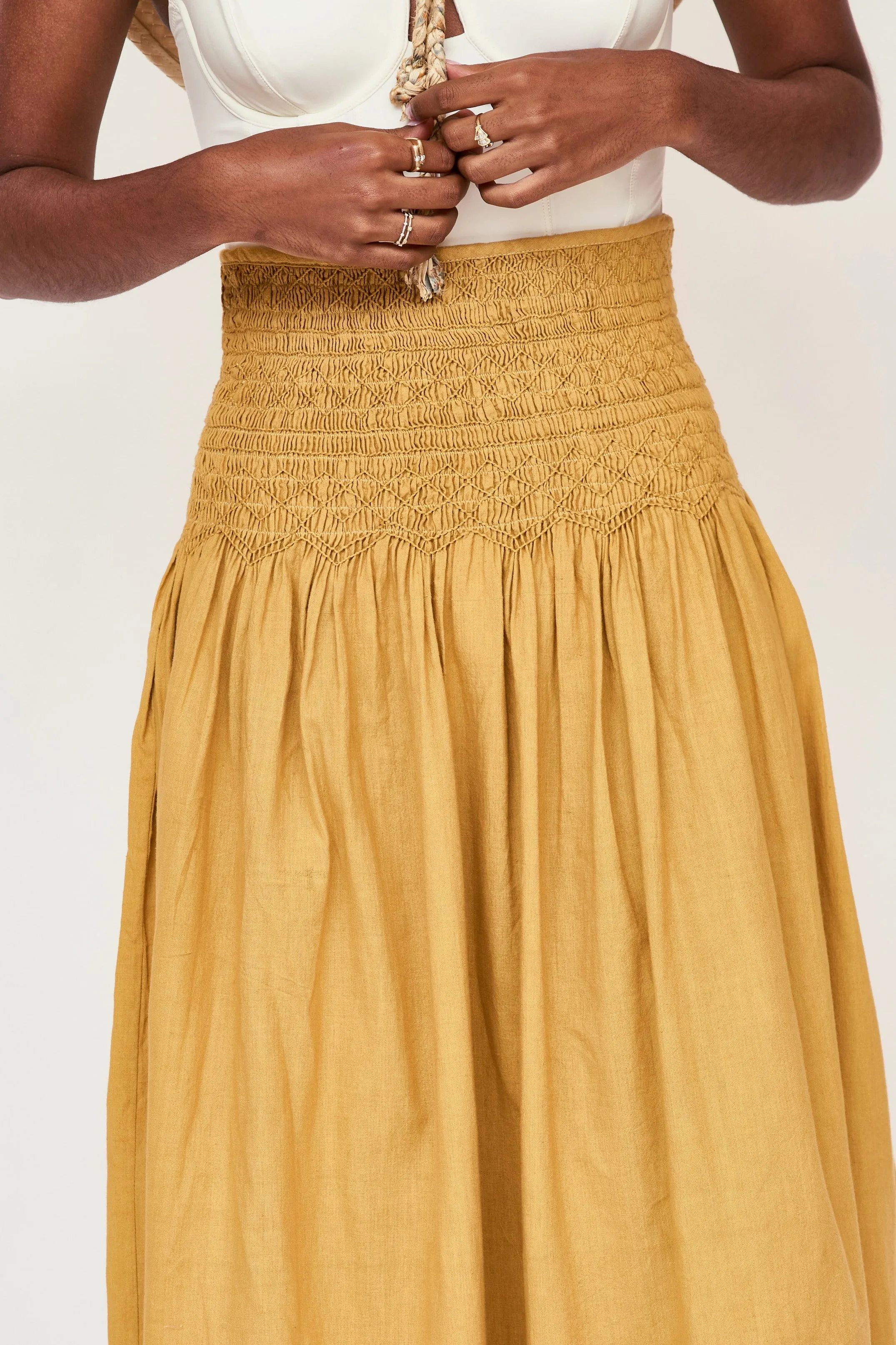 Savannah Smocked Skirt in Gilded sold by Mirth product image thumbnail 4