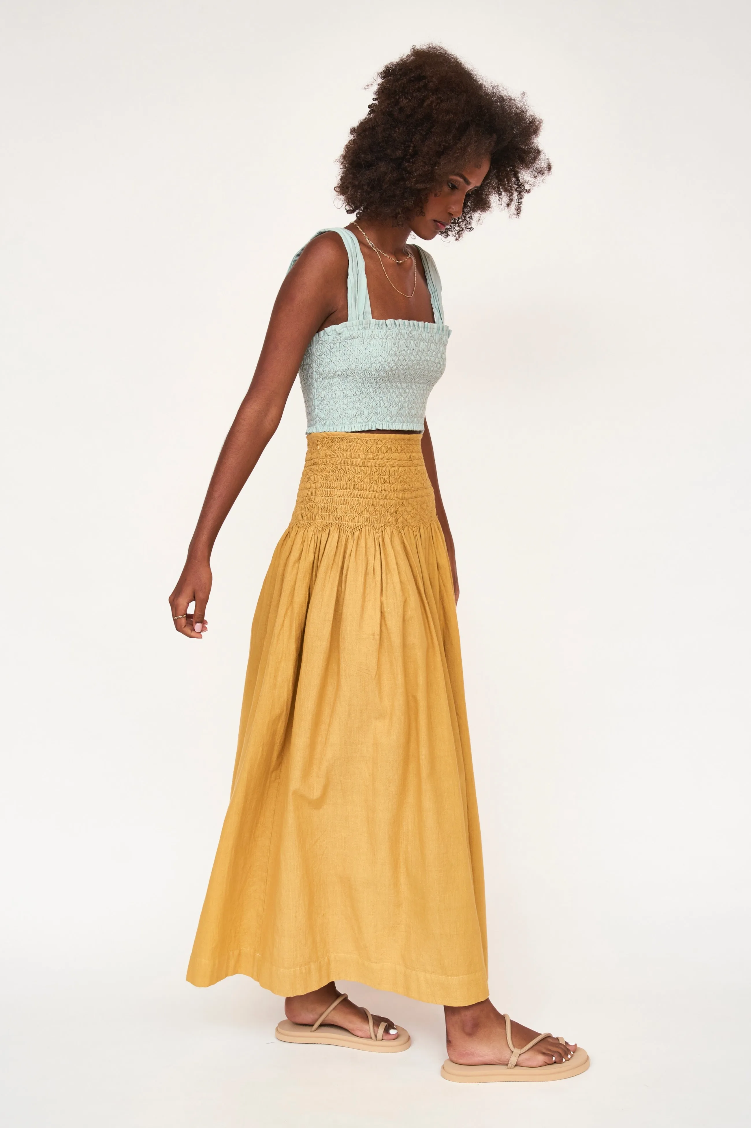 Savannah Smocked Skirt in Gilded sold by Mirth product image thumbnail 5