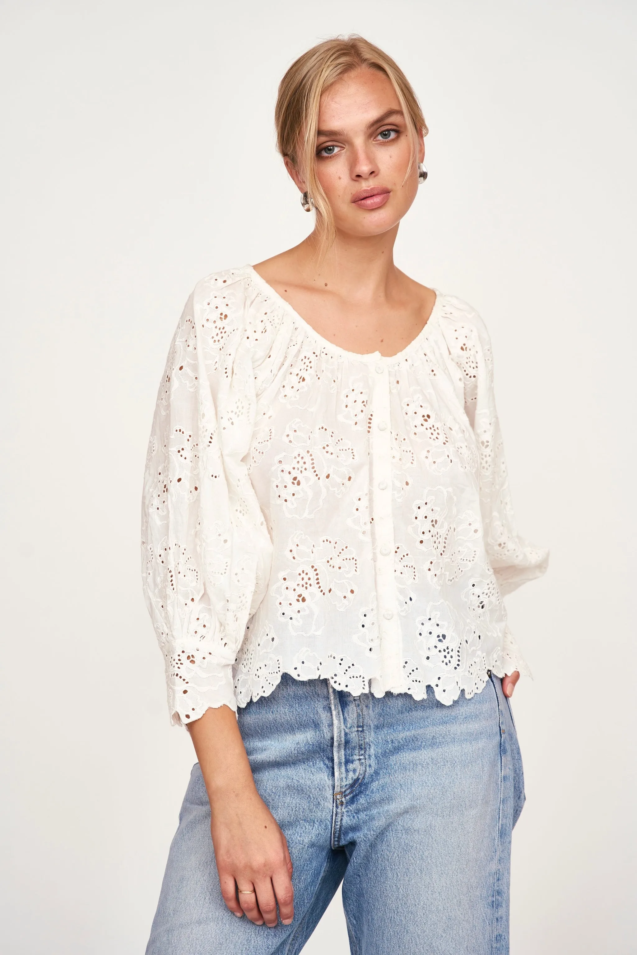 Seville Top in White Eyelet sold by Mirth product image thumbnail 2
