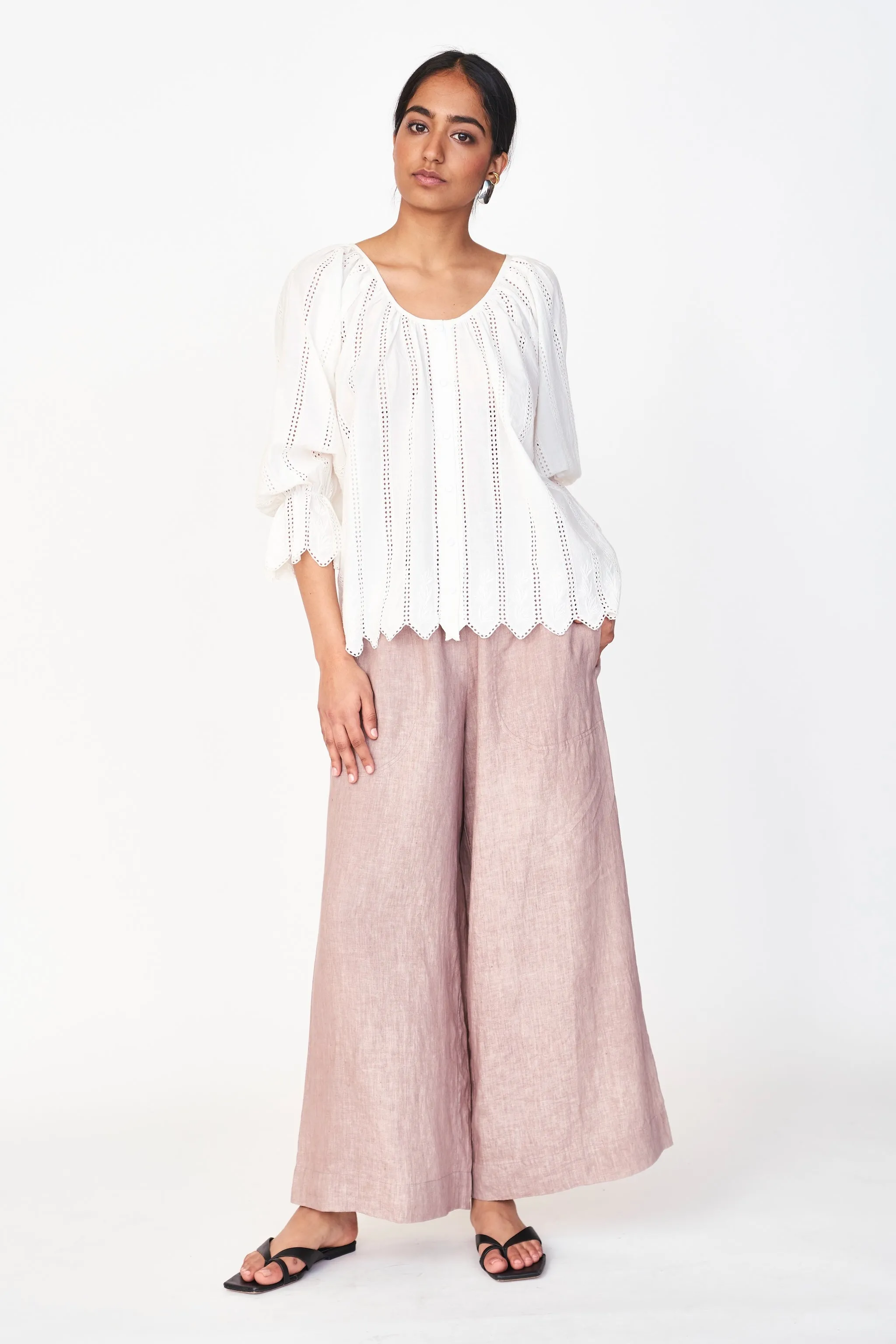 Seville Top in White Vine Eyelet sold by Mirth