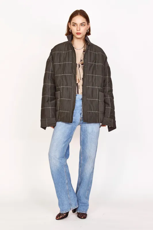 Tahoe Quilted Jacket in Black Olive sold by Mirth