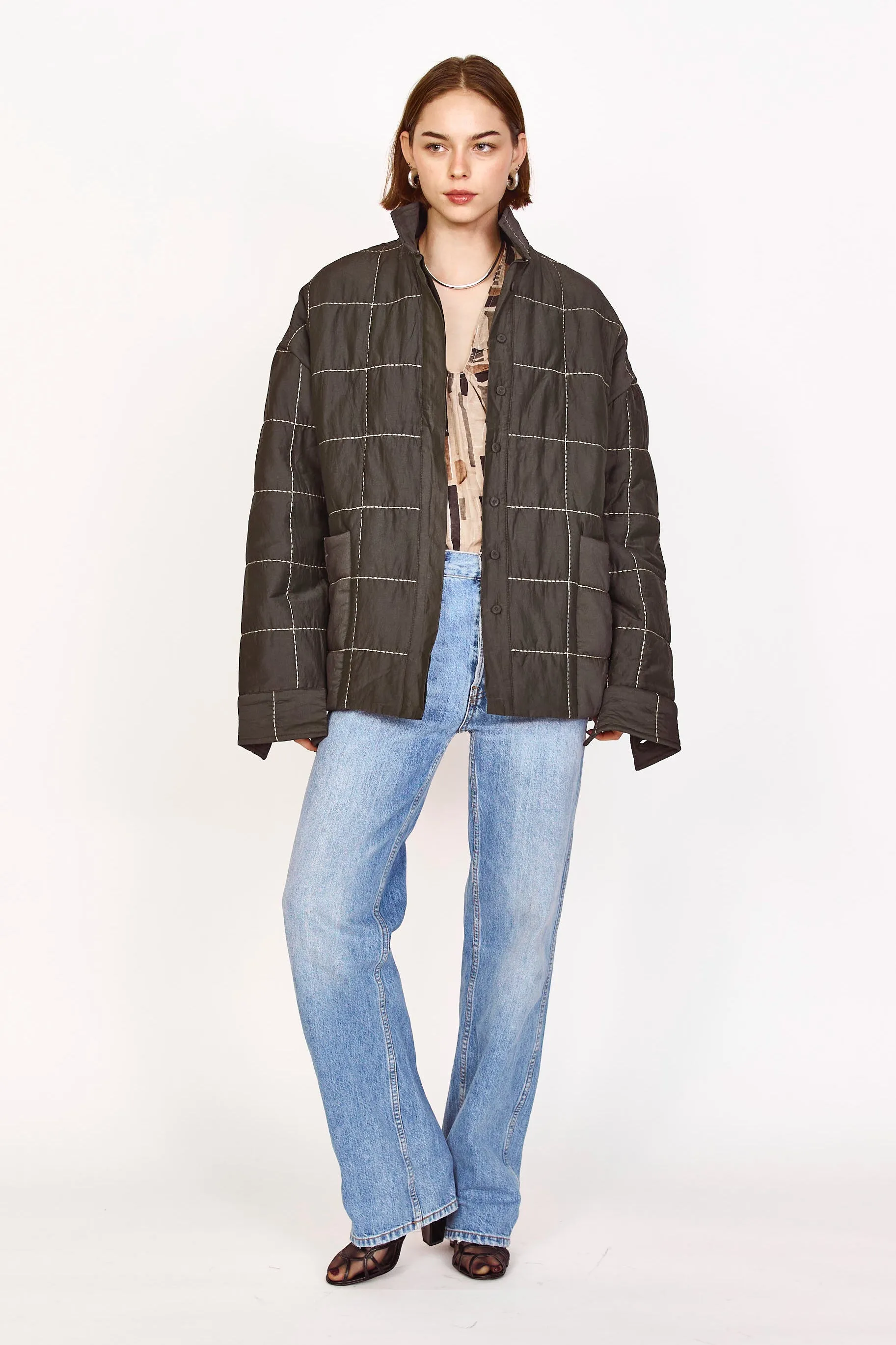 Tahoe Quilted Jacket in Black Olive sold by Mirth