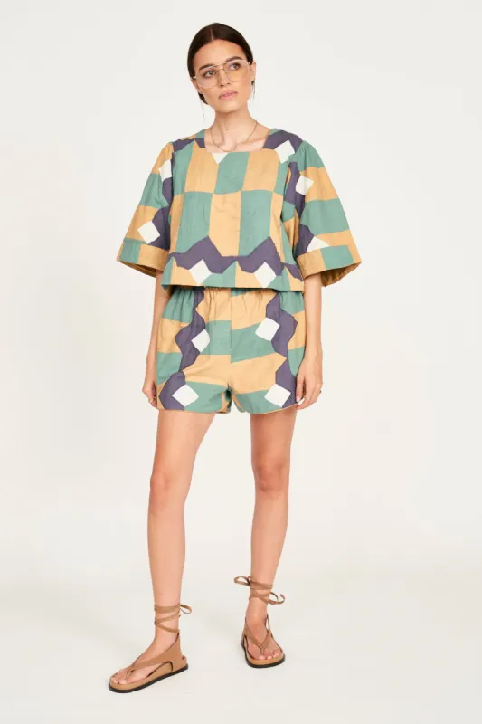 Track Short in Teal Origami sold by Mirth