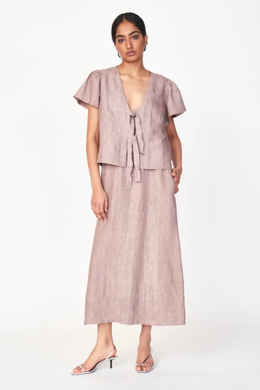 Tropez Top in Mushroom Linen sold by Mirth