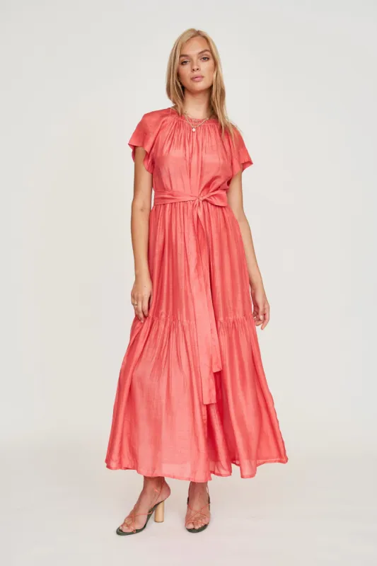 Vienna Maxi Dress in Coral sold by Mirth