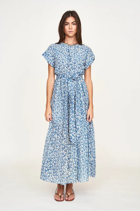 Vienna Maxi Dress in Trellis in Indigo made by Mirth